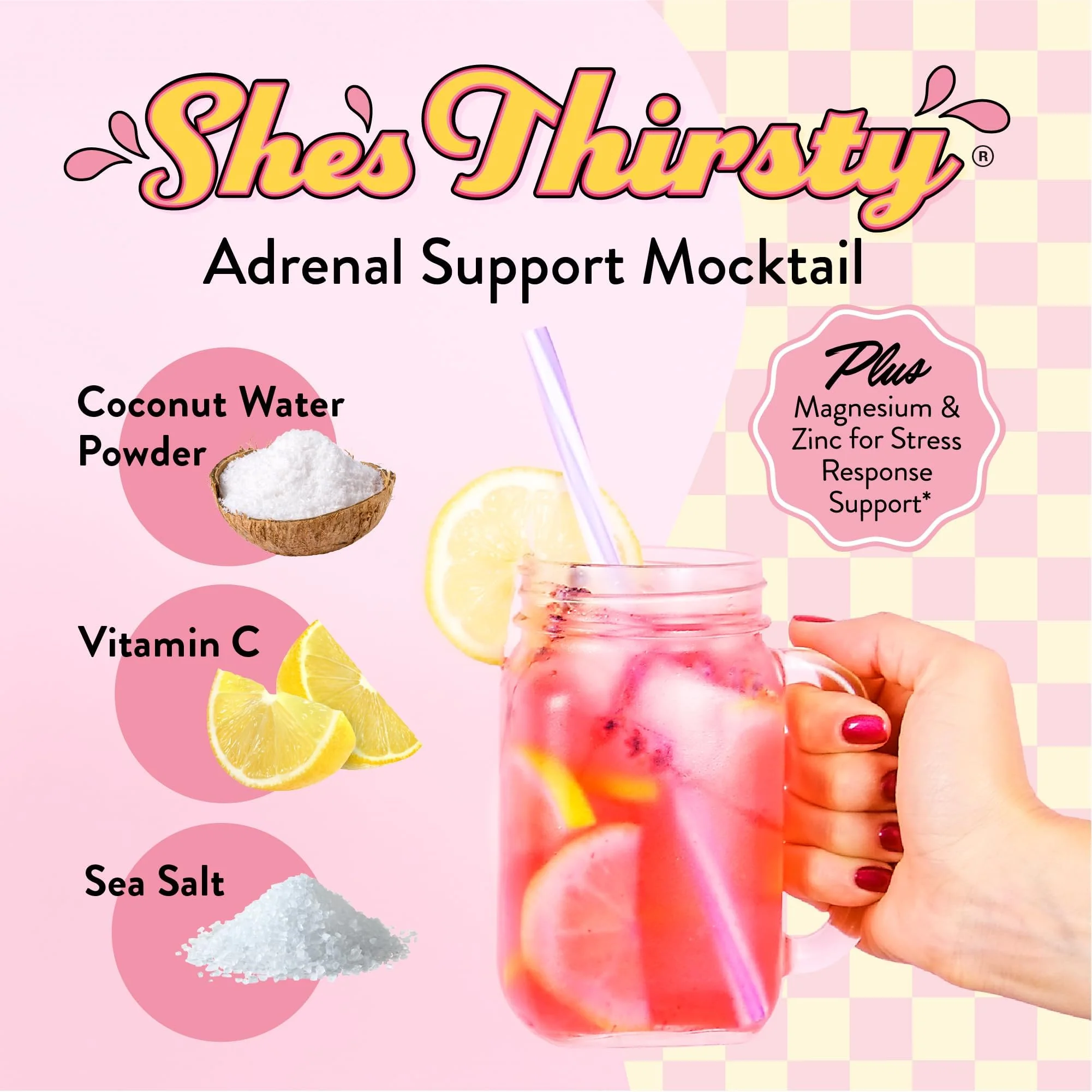 Legendairy Milk She’s Thirsty – Strawberry Lemonade Hydration Packets | Cortisol Support & Adrenal Health | Coconut Water Electrolytes 18 ct - Image 3