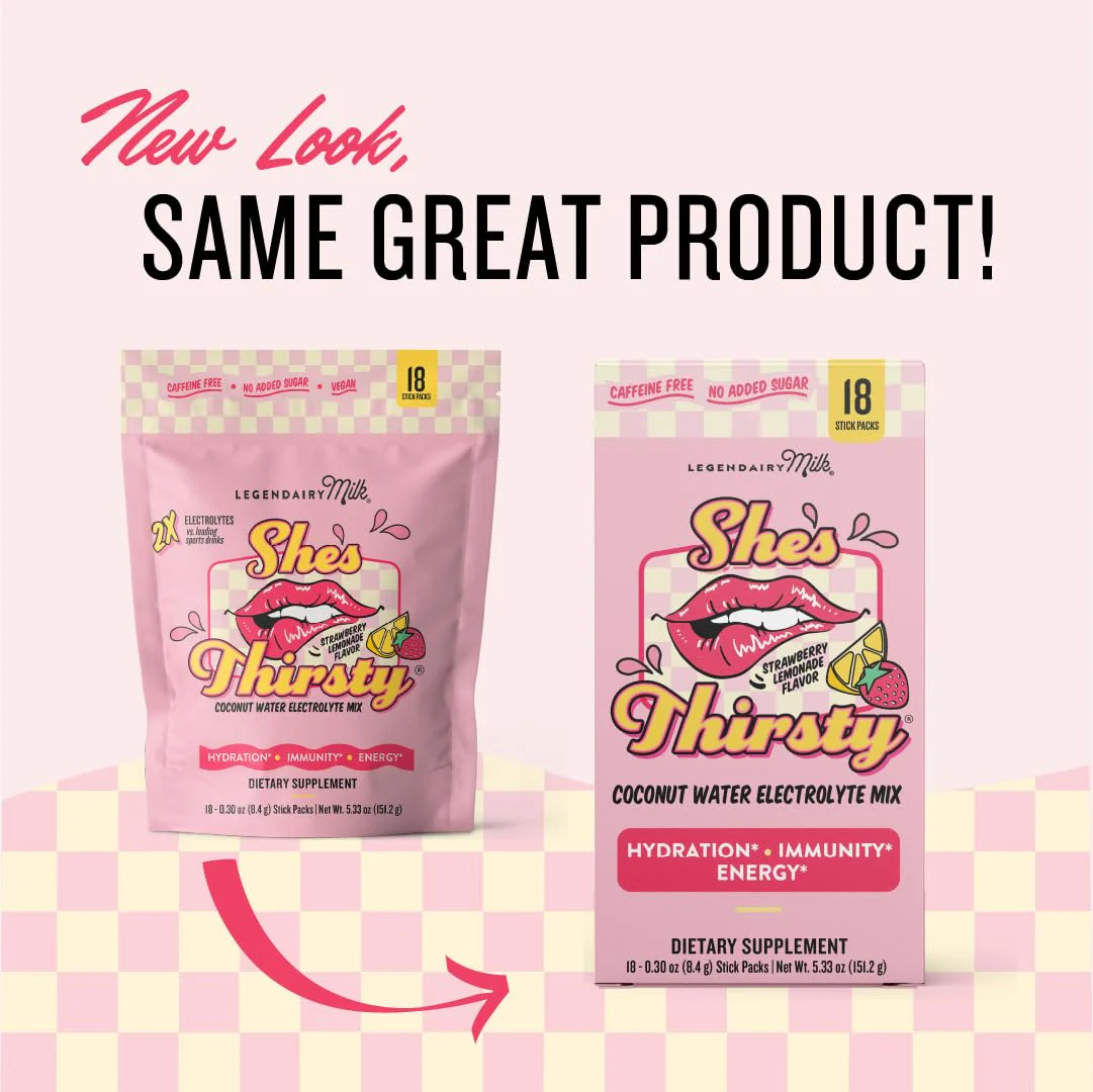 Legendairy Milk She’s Thirsty – Strawberry Lemonade Hydration Packets | Cortisol Support & Adrenal Health | Coconut Water Electrolytes 18 ct - Image 6