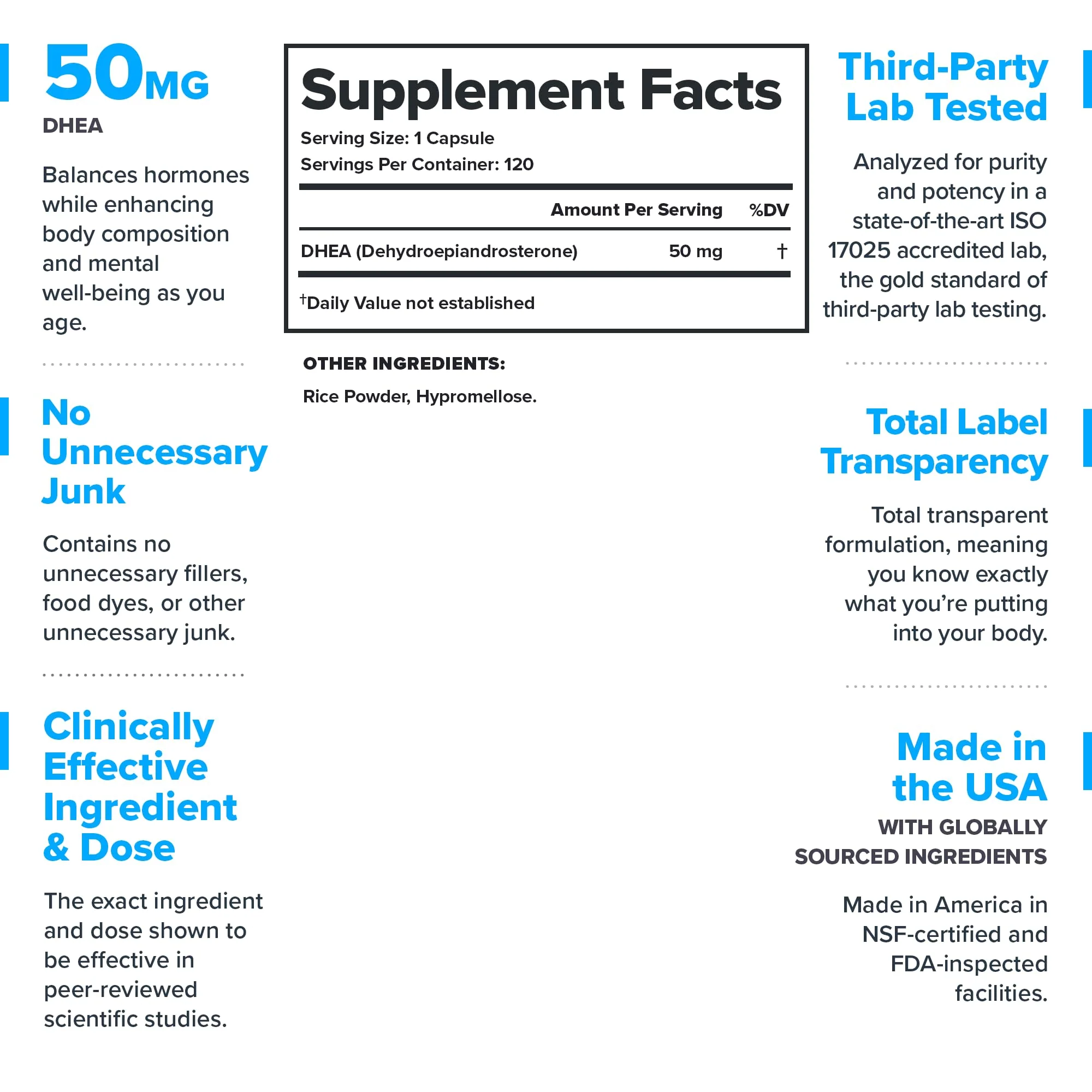 LEGION DHEA 50mg - Hormone Balance, Energy & Immune Support (Non-GMO, Gluten-Free) - Image 2