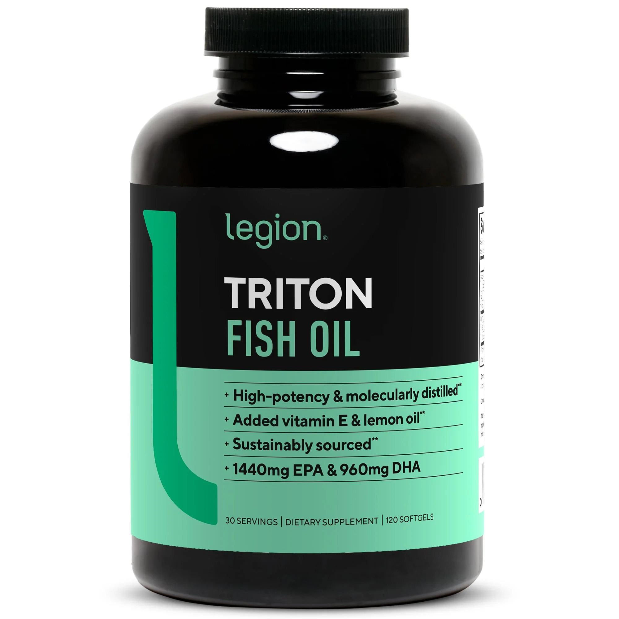 LEGION Triton Fish Oil Capsules - 2400mg EPA/DHA, Vitamin E & Lemon Oil, 30 Softgels - Image 8