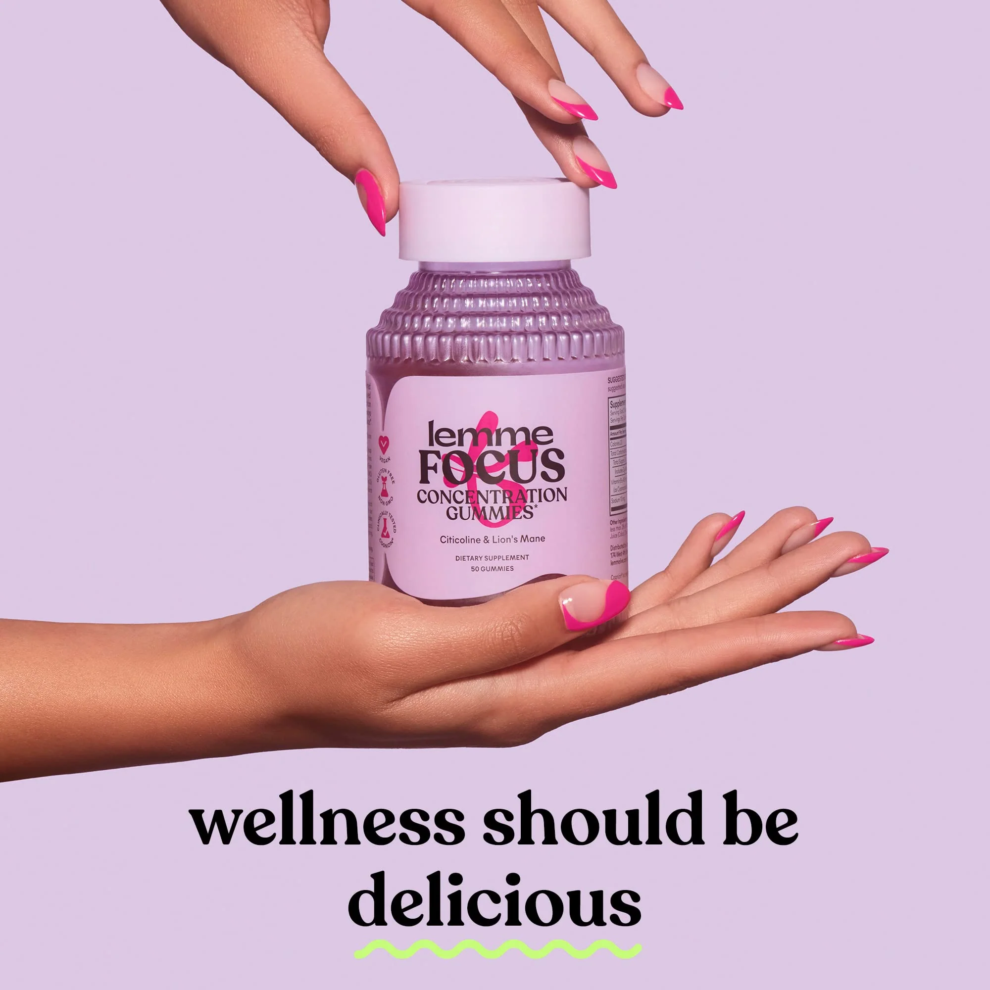 Lemme Focus Gummies – Cognizin, Lion’s Mane & B12 for Focus (50ct, Strawberry) - Image 7