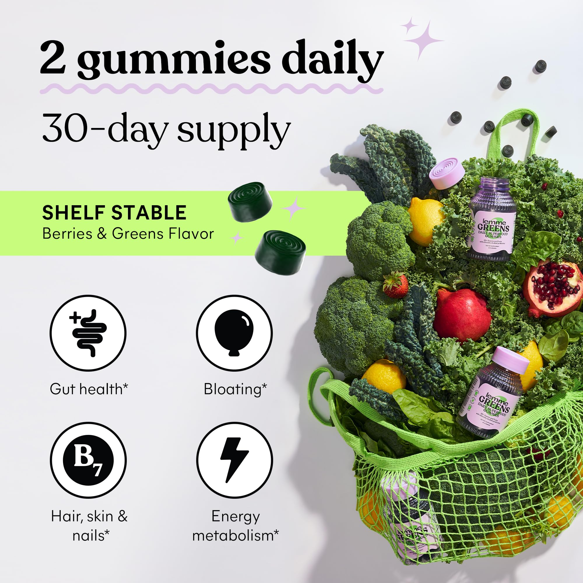 Lemme Greens Superfood Gummies – Gut Health & Bloating Support (60 Count) - Image 5