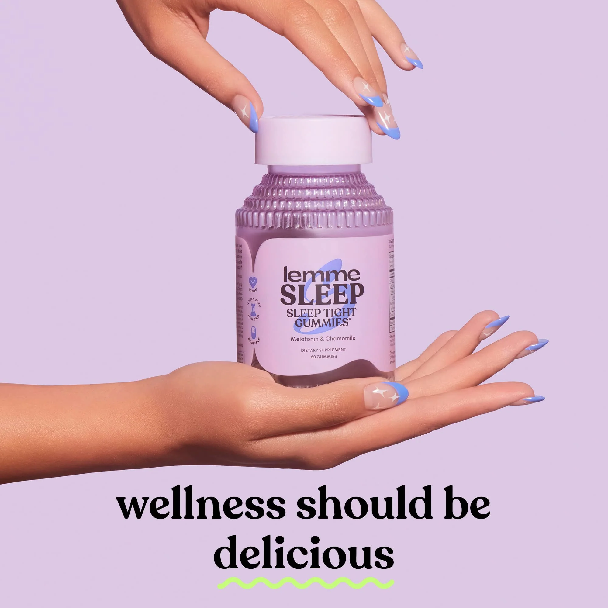 Lemme Sleep Gummies – 5mg Melatonin, Magnesium, L-Theanine, Chamomile & Lavender (60 Count) – Berry - Image 7