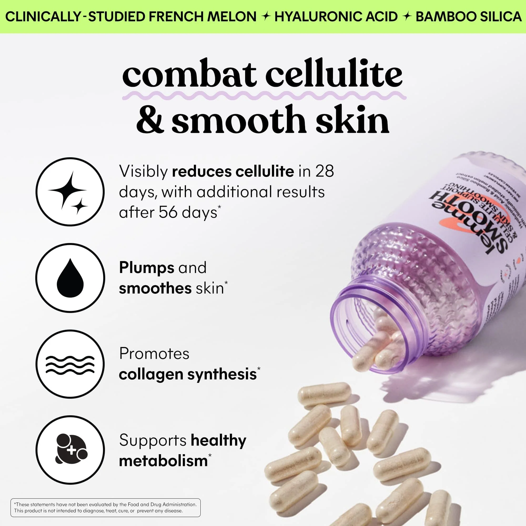 Lemme Smooth Anti Cellulite Capsules for Women – Thigh Smoothing & Skin Hydration (30 ct) - Image 9