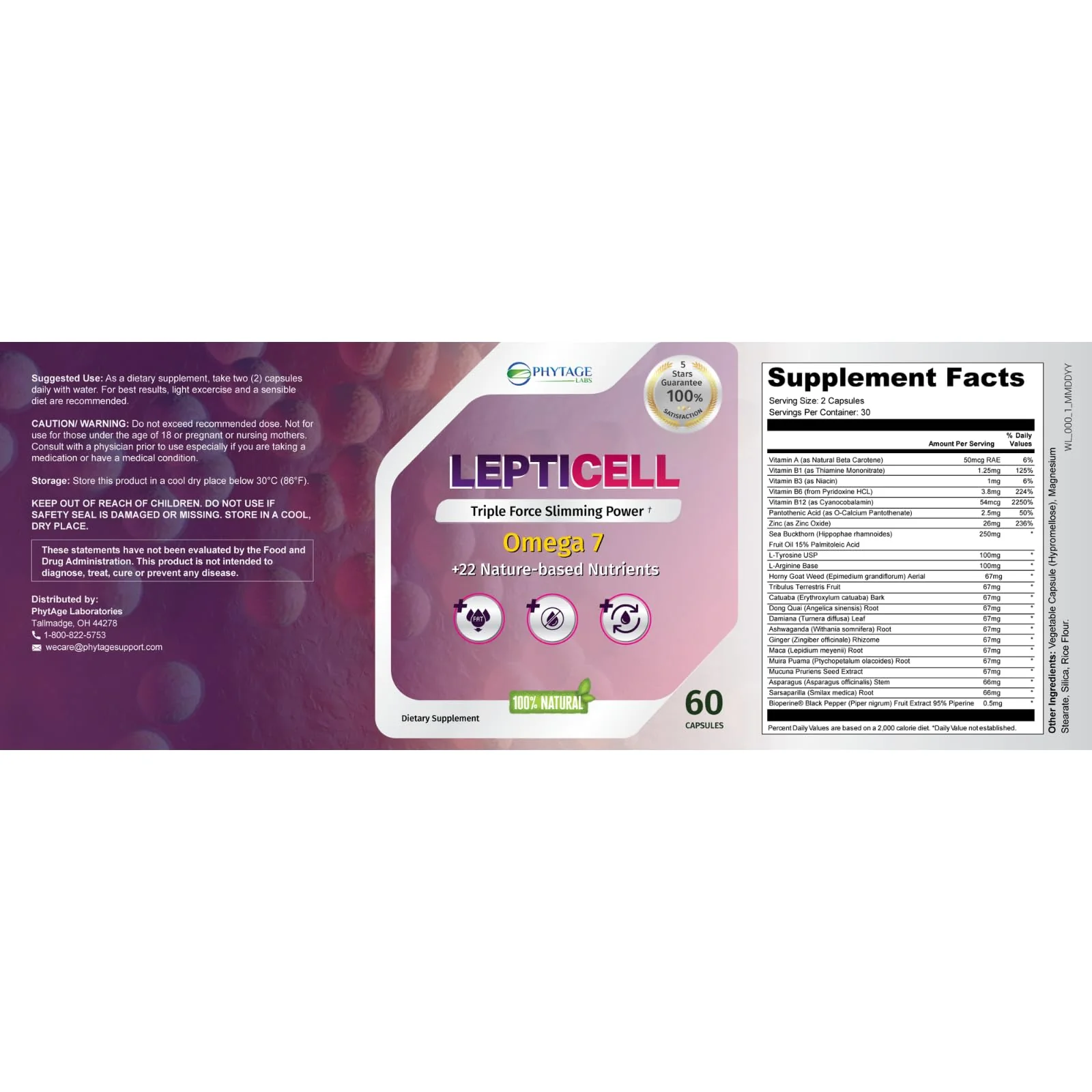 LeptiCell Advanced Wellness Supplement – Damiana, Dong Quai, Omega-7s | Phytage Labs | 60 Capsules - Image 6