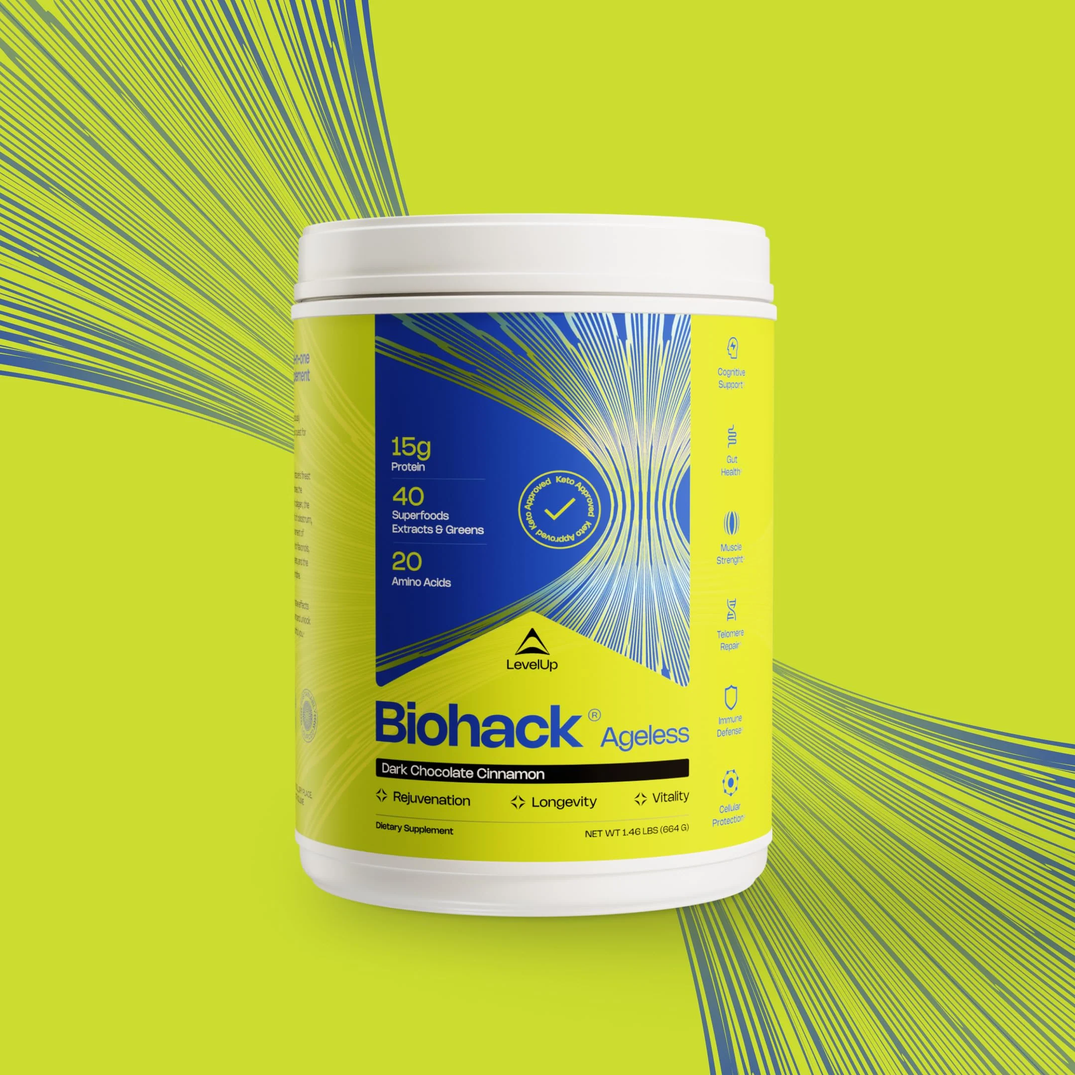 LevelUp Biohack Ageless: Colostrum Collagen Superfoods Antioxidants Spermidine Amino Acids Creatine for Women and Men, Total Body Rejuvenation (Dark Chocolate Cinnamon) - Image 18