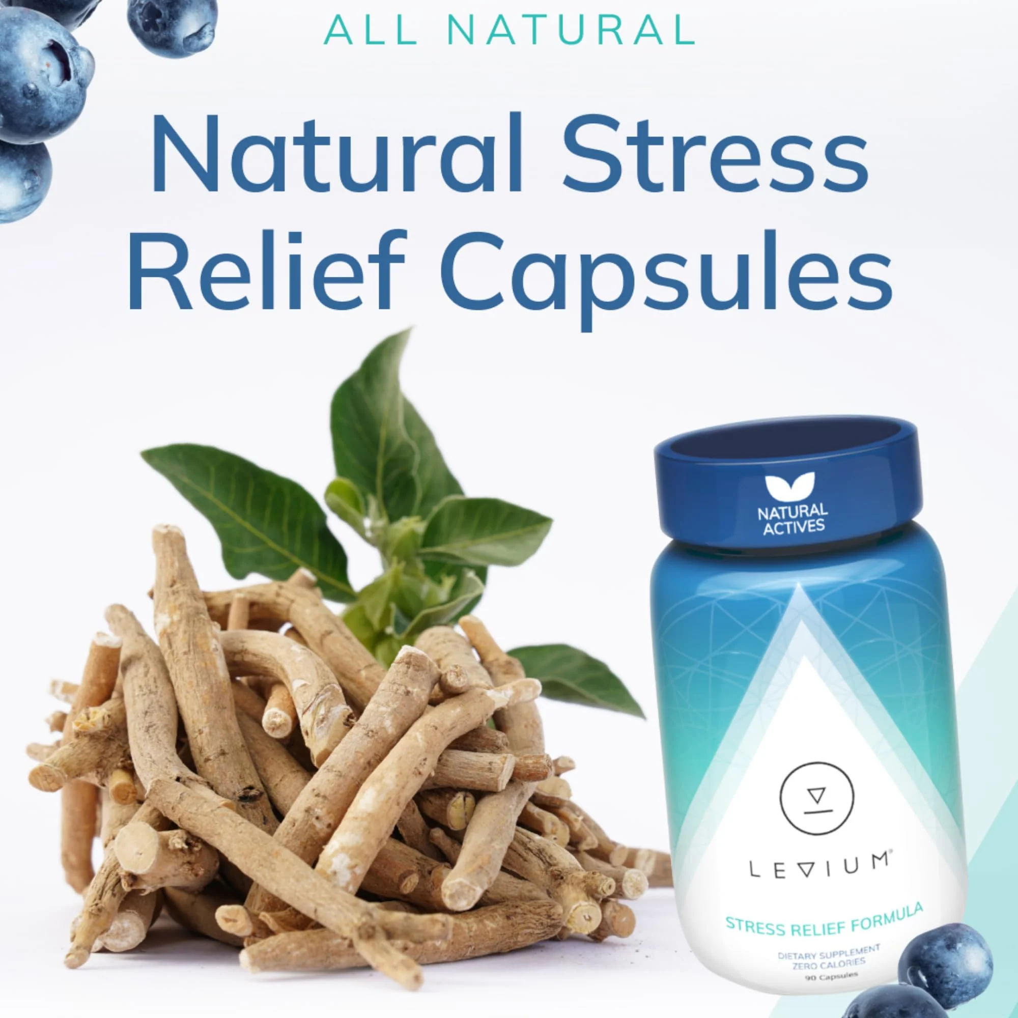 Levium Maximum Strength Stress Relief Supplement | Calming Mood Support with KSM-66 Ashwagandha, GABA & Magnesium | 90 Capsules - Image 3
