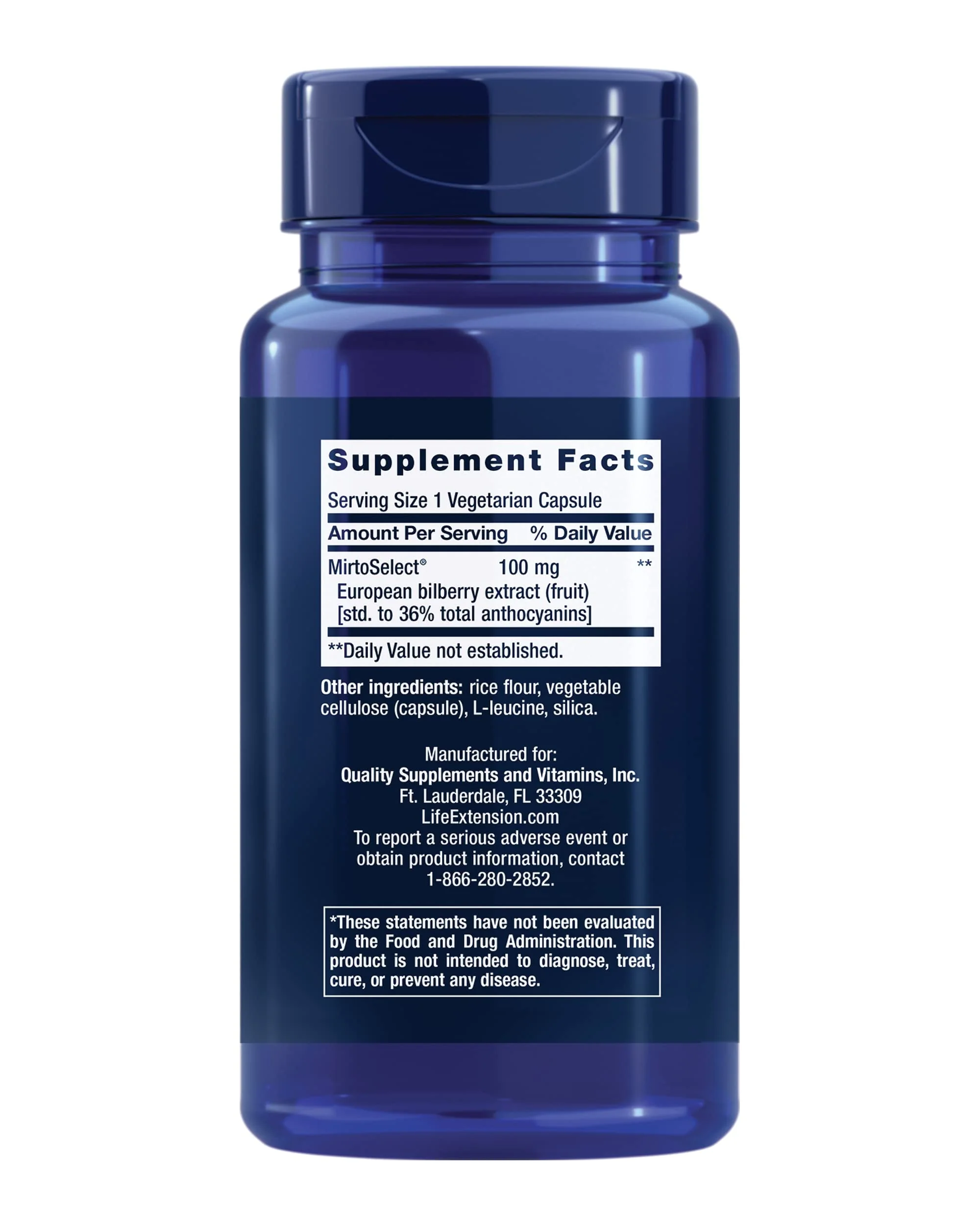 Life Extension European Bilberry Extract 100 mg | MirtoSelect Vaccinium myrtillus | Eye Health, Circulation, 90 Capsules - Image 2
