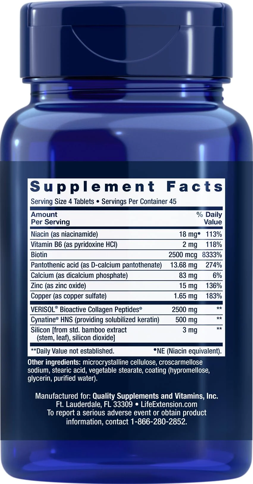 Life Extension Hair, Skin & Nails Collagen Plus Formula | 180 Tablets Pack of 2 - Image 2