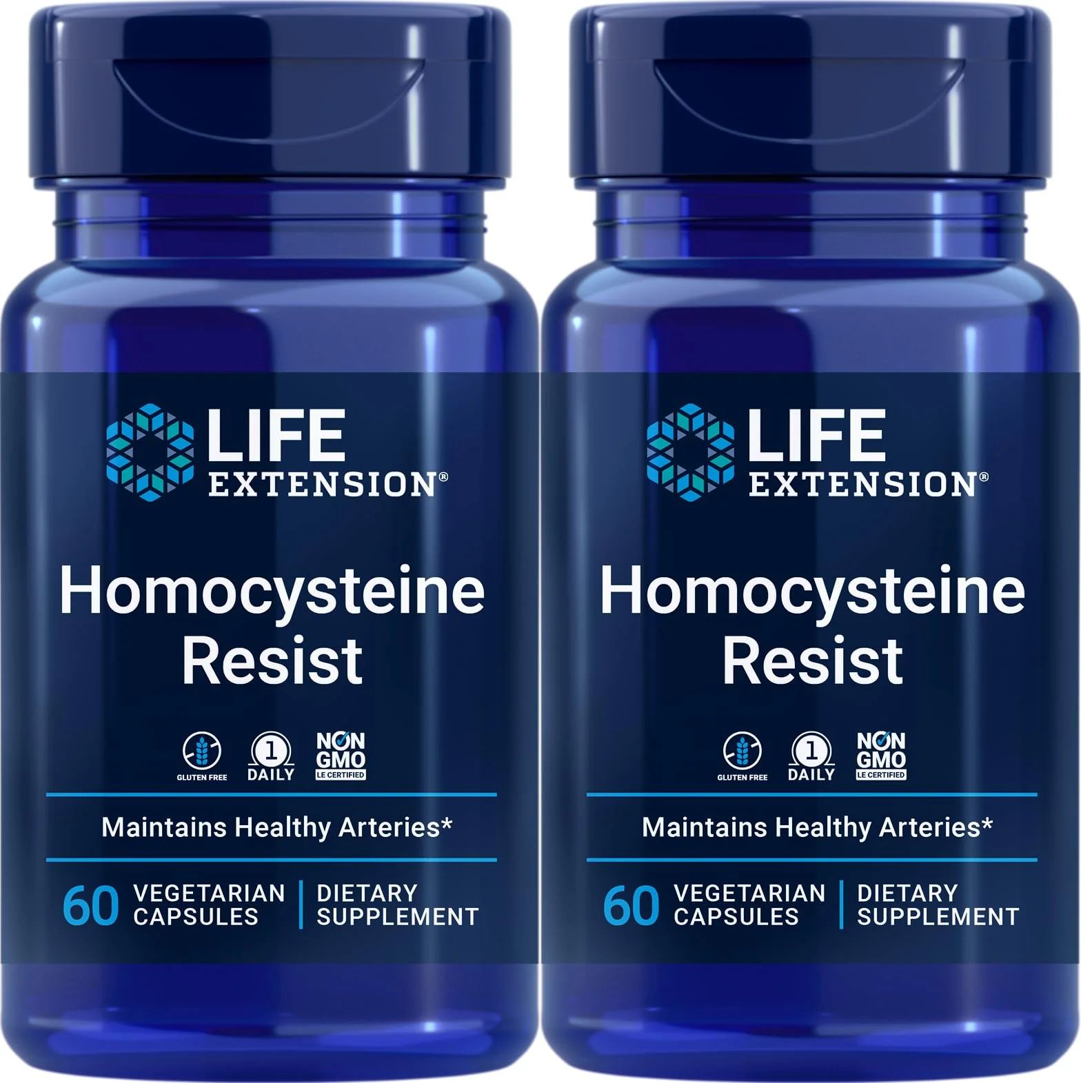 Life Extension Homocysteine Resist – 60 Vegetarian Capsules (Pack of 2) | Once-Daily B Vitamins + Folate, Gluten-Free