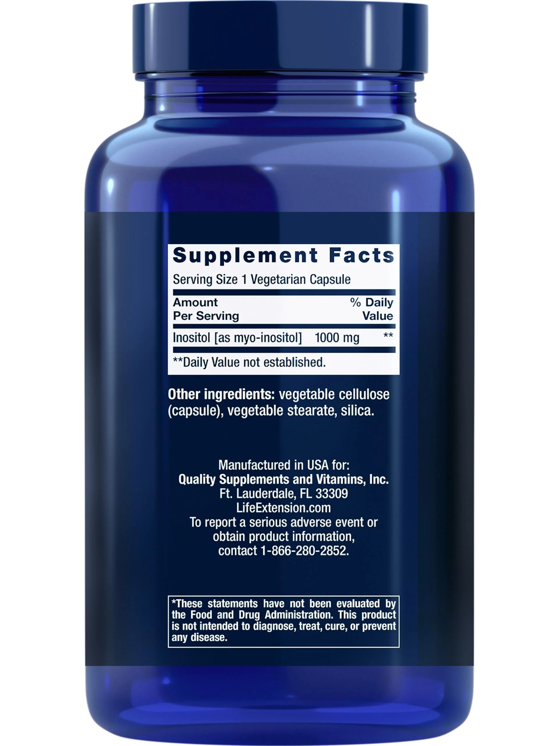 Life Extension Inositol Caps – 1000 mg Myo-Inositol for Mood, Metabolism & Hormone Balance – Gluten-Free, Non-GMO, Vegetarian – 360 Capsules - Image 2