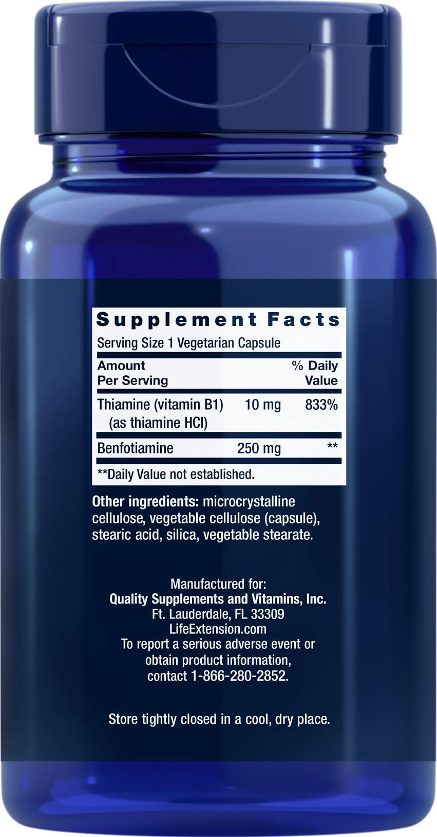 Life Extension Mega Benfotiamine 250 mg — 180 Veg Caps | Vitamin B1 - Image 2