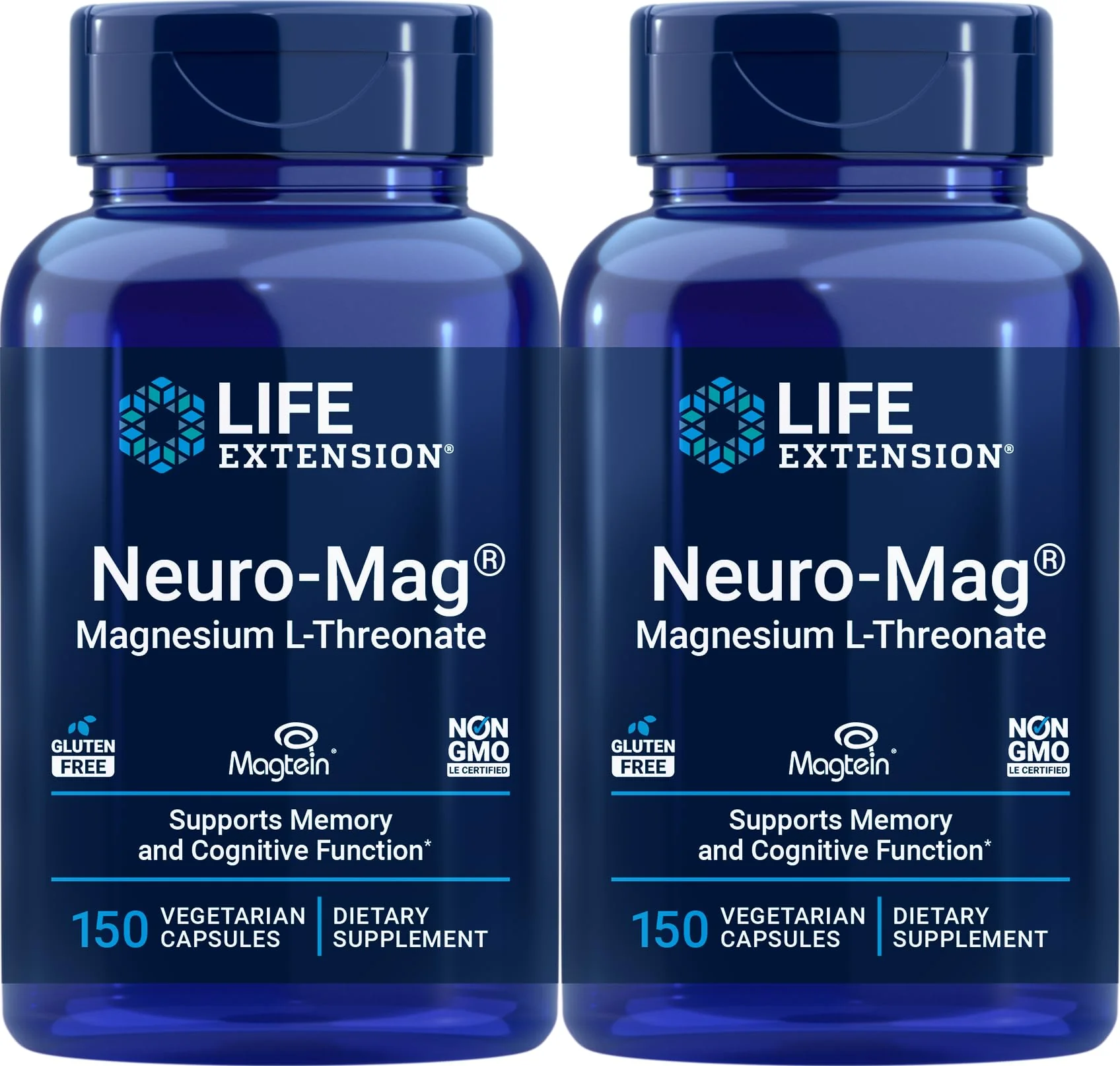 Life Extension Neuro-Mag 150 Vegetarian Capsules (Pack of 2) – Magnesium L-Threonate (Magtein) Supplement