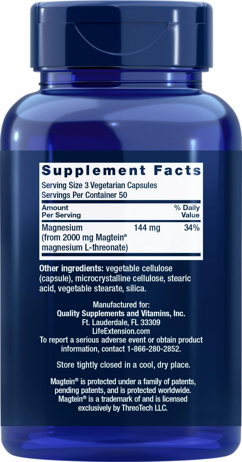 Life Extension Neuro-Mag Magnesium L-Threonate | Magtein | 150 Vegetarian Capsules - Image 3