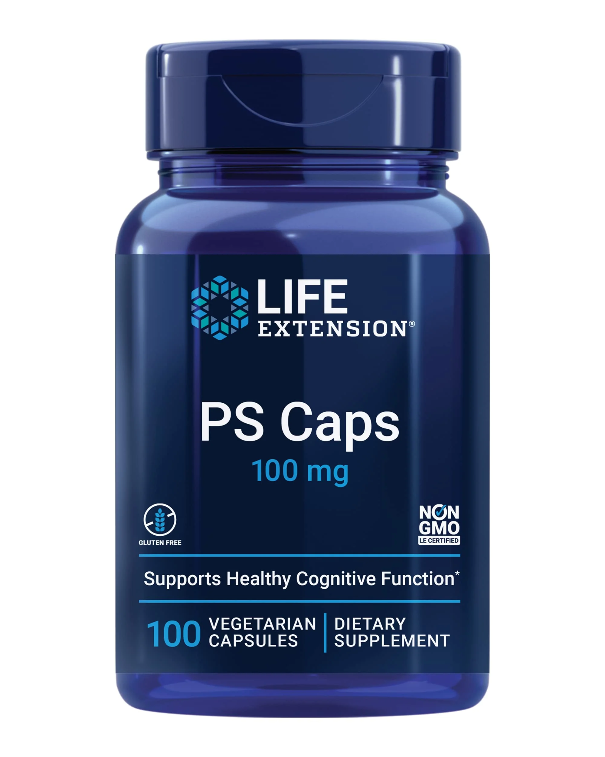 Life Extension PS Caps, phosphatidylserine, for Cognitive Performance, Gluten-Free, Non-GMO, Vegetarian, 100 Capsules
