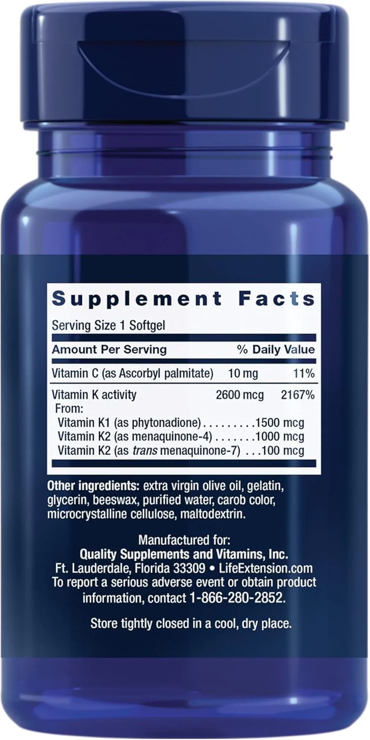 Life Extension Super K, 90 Softgels (Pack of 2) – Triple Vitamin K Formula - Image 4