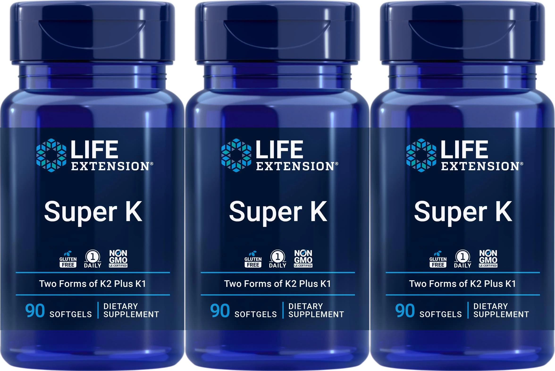 Life Extension Super K, 90 Softgels (Pack of 3) – Vitamin K1, MK-4 & MK-7 for Bone & Heart Health