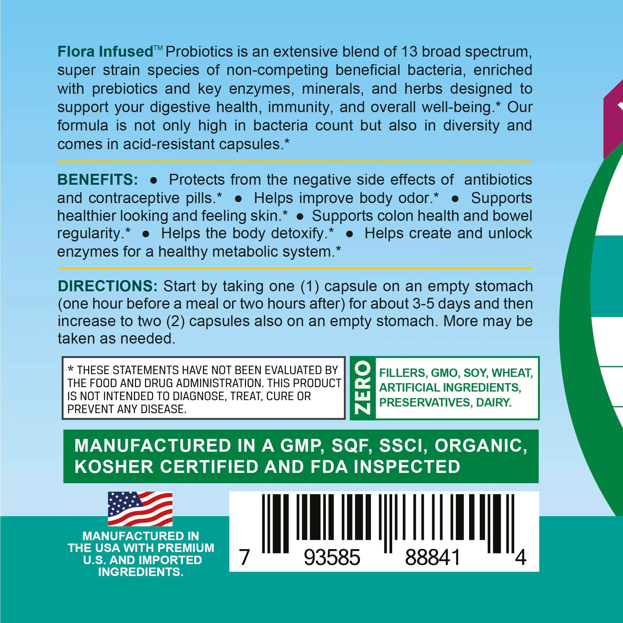 Life Infused Flora Infused Probiotics with Prebiotics - 50 Billion CFU, 13 Strains, Enzyme Blend - Vegan - 60 Capsules - Image 5
