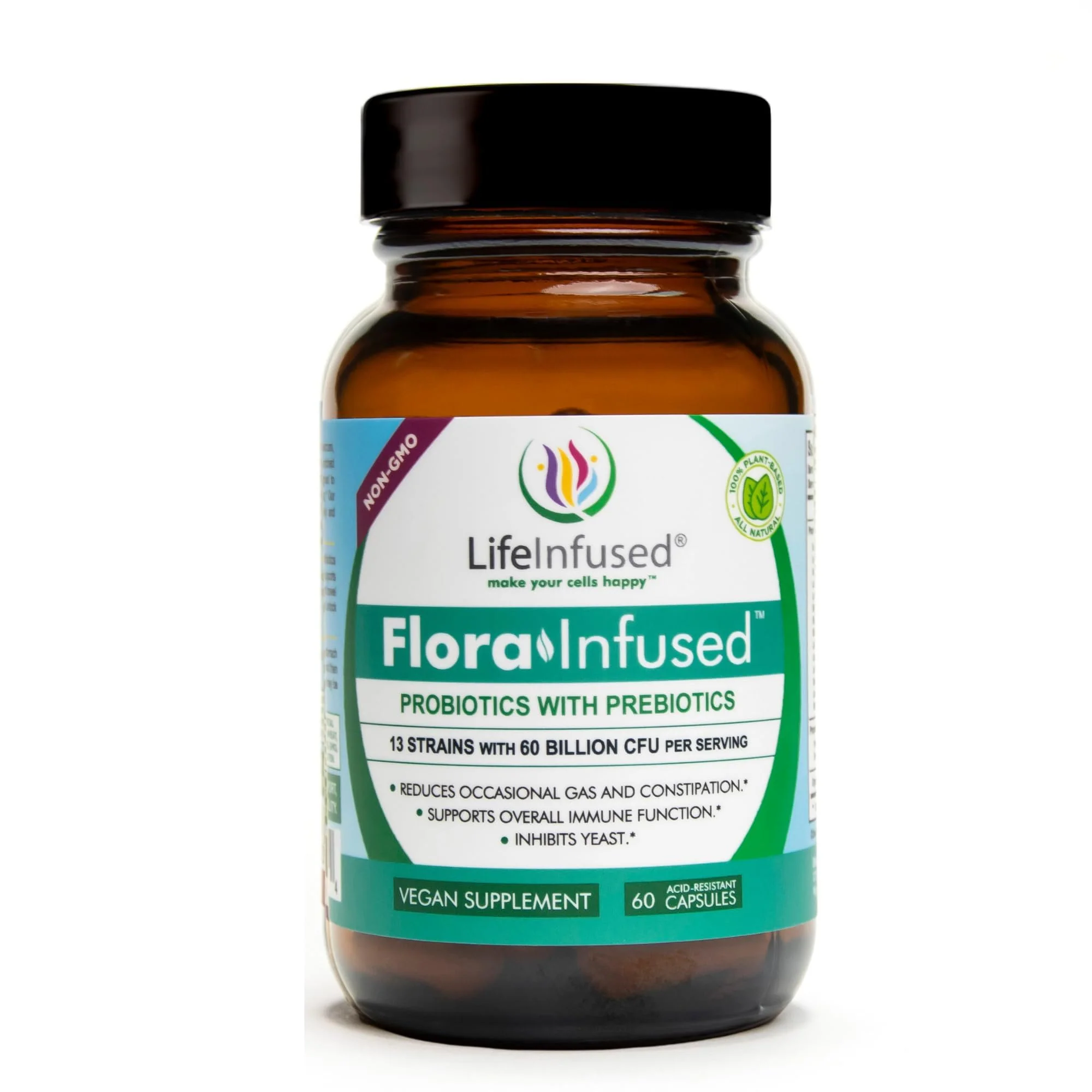 Life Infused Flora Infused Probiotics with Prebiotics - 50 Billion CFU, 13 Strains, Enzyme Blend - Vegan - 60 Capsules - Image 7