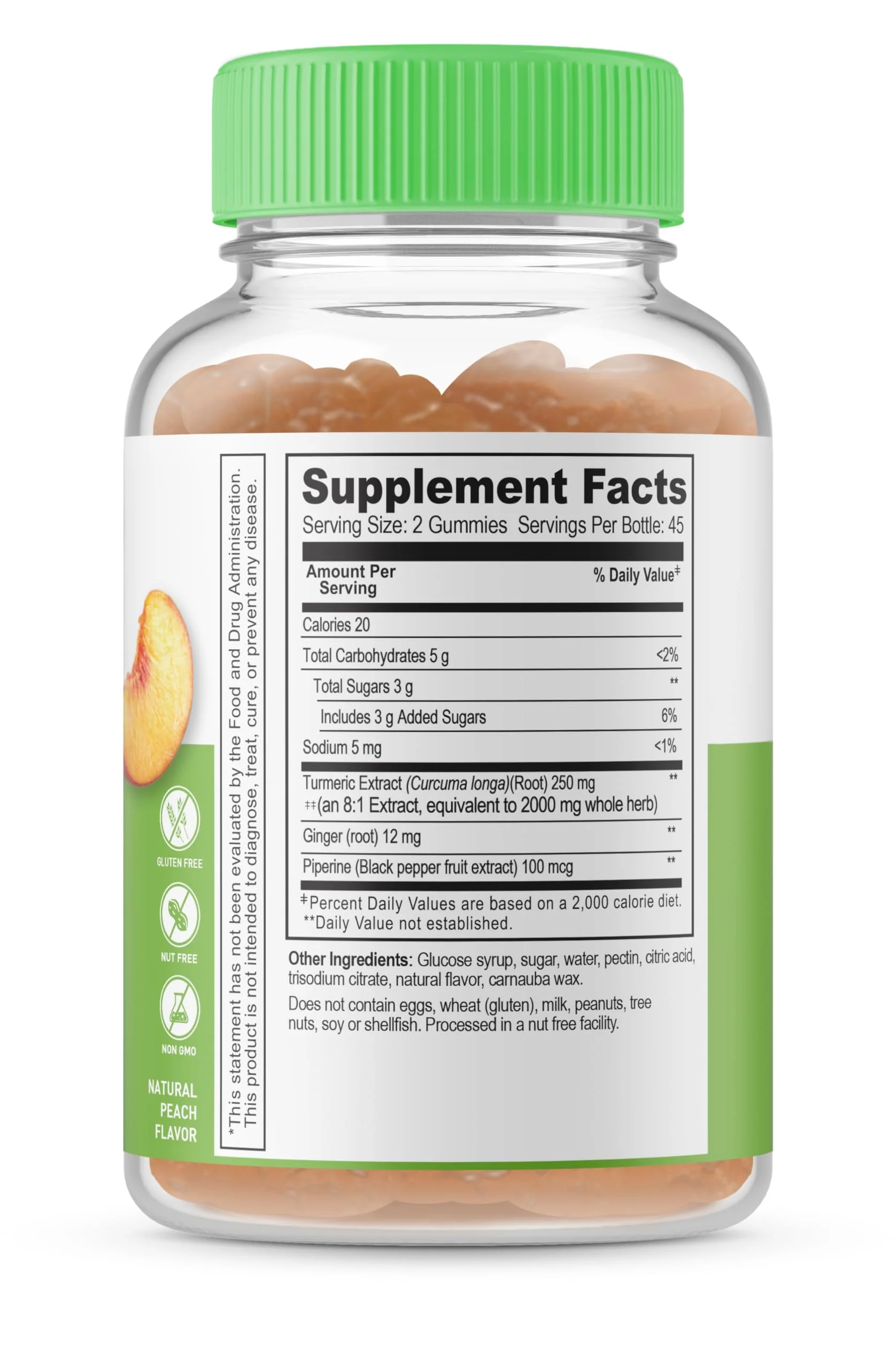 Lifeable Turmeric Curcumin with Ginger & Black Pepper Extract – 2000mg per Serving, 90 Gummies (Pack of 2) – Great Tasting Peach Flavor, Vegetarian & Non-GMO - Image 3