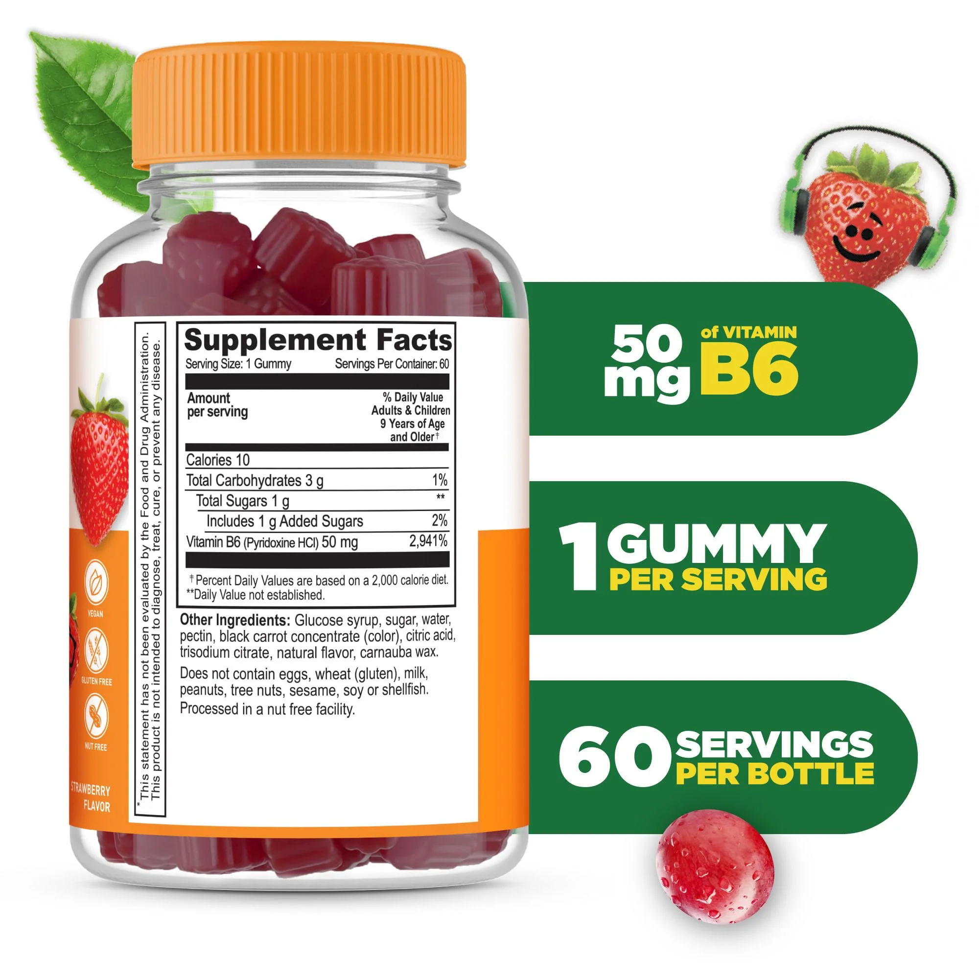 Lifeable Vitamin B6 Gummies for Kids – 50 mg per Gummy, 60 Gummies (2 Pack) – Vegan, Non-GMO, Gluten Free - Image 2
