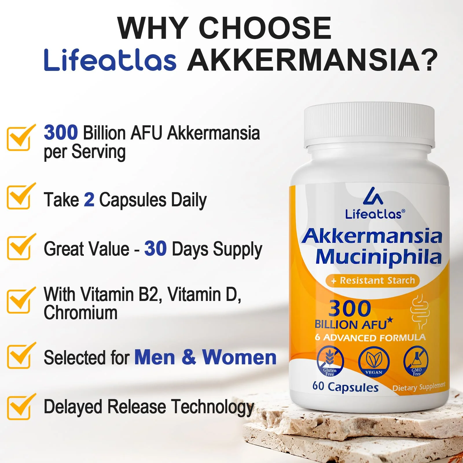 Lifeatlas Akkermansia Probiotic — 300 Billion AFU, 6-in-1 Gut Health, 120 Caps - Image 12