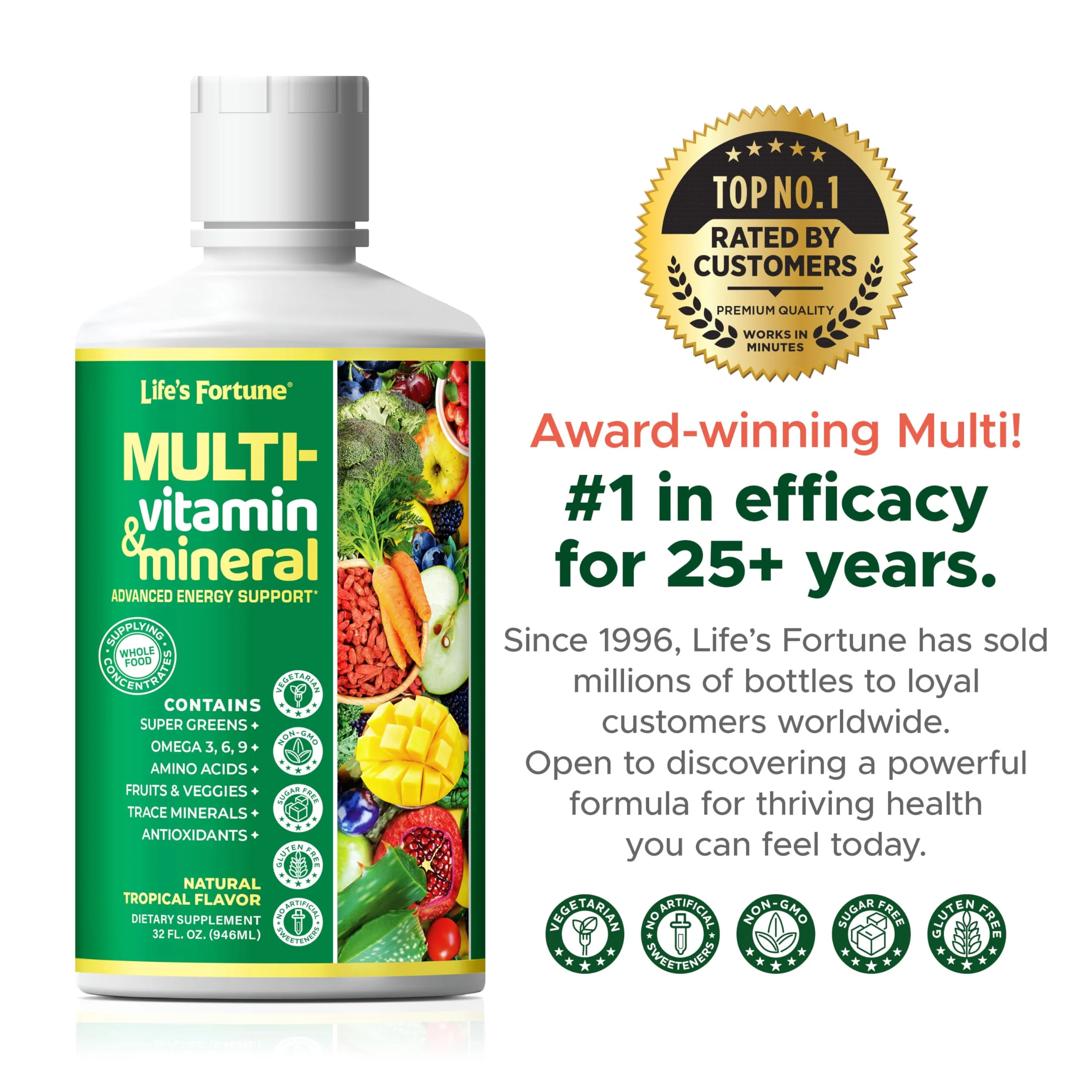 Life's Fortune Liquid Multivitamin – High Absorption Daily Vitamins for Adults & Teens | Tropical Flavor | Sugar Free | Pack of 2 (32 oz) - Image 7