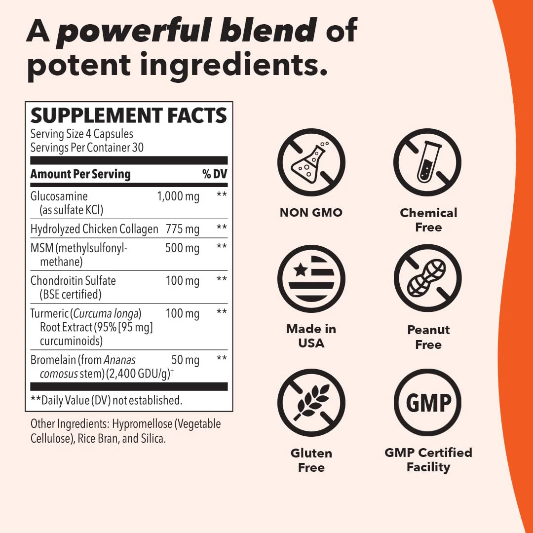 LifeSeasons Mobili-T Joint Support Supplement - MSM, Chondroitin, Collagen, Glucosamine & Turmeric | 208 Capsules - Image 12