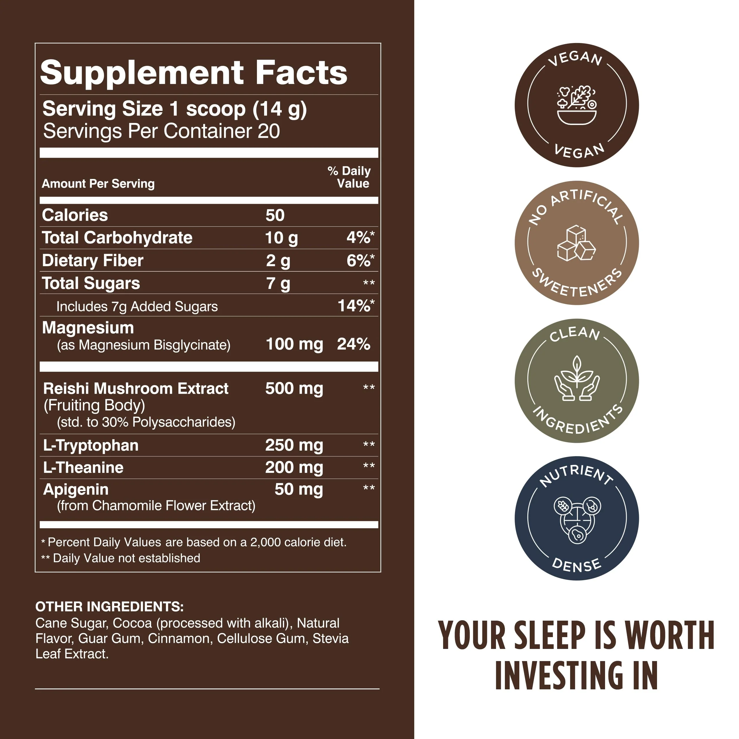 LIFESTACKS Calm Evening Tonic Sleep Powder – Cinnamon-Cocoa Nighttime Drink Mix - Image 2