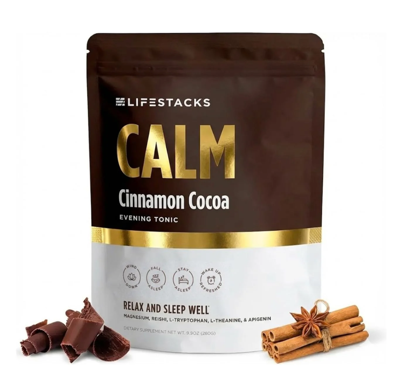 LIFESTACKS Calm Evening Tonic Sleep Powder – Cinnamon-Cocoa Nighttime Drink Mix - Image 6