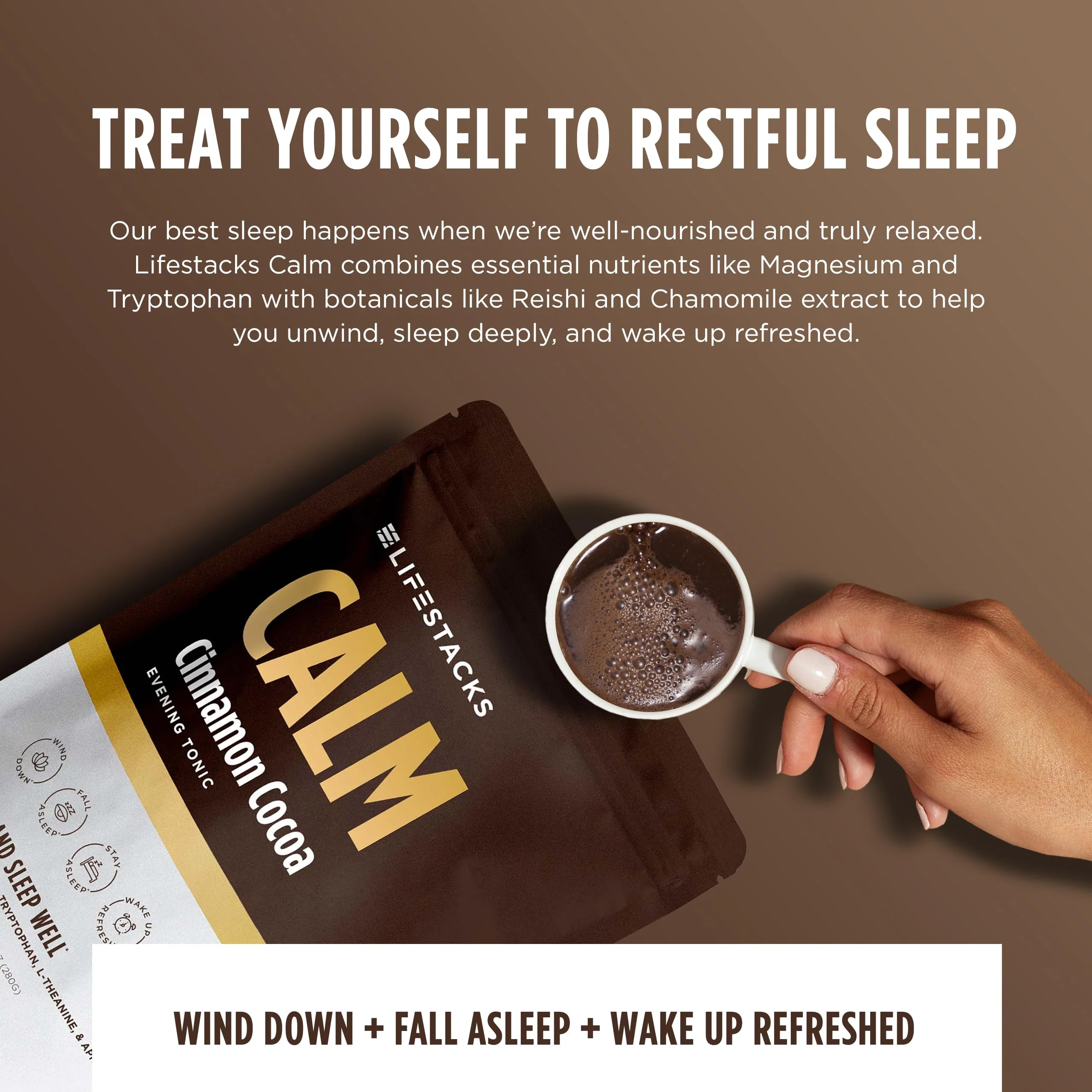 LIFESTACKS Calm Evening Tonic Sleep Powder – Cinnamon-Cocoa Nighttime Drink Mix - Image 8