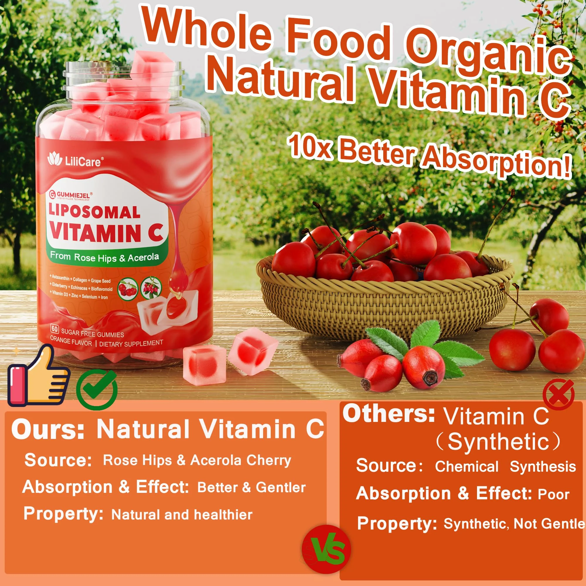 LILICARE Liposomal Vitamin C 1000mg Gummies – Immune Support, Organic, Sugar Free, 2-Pack - Image 12