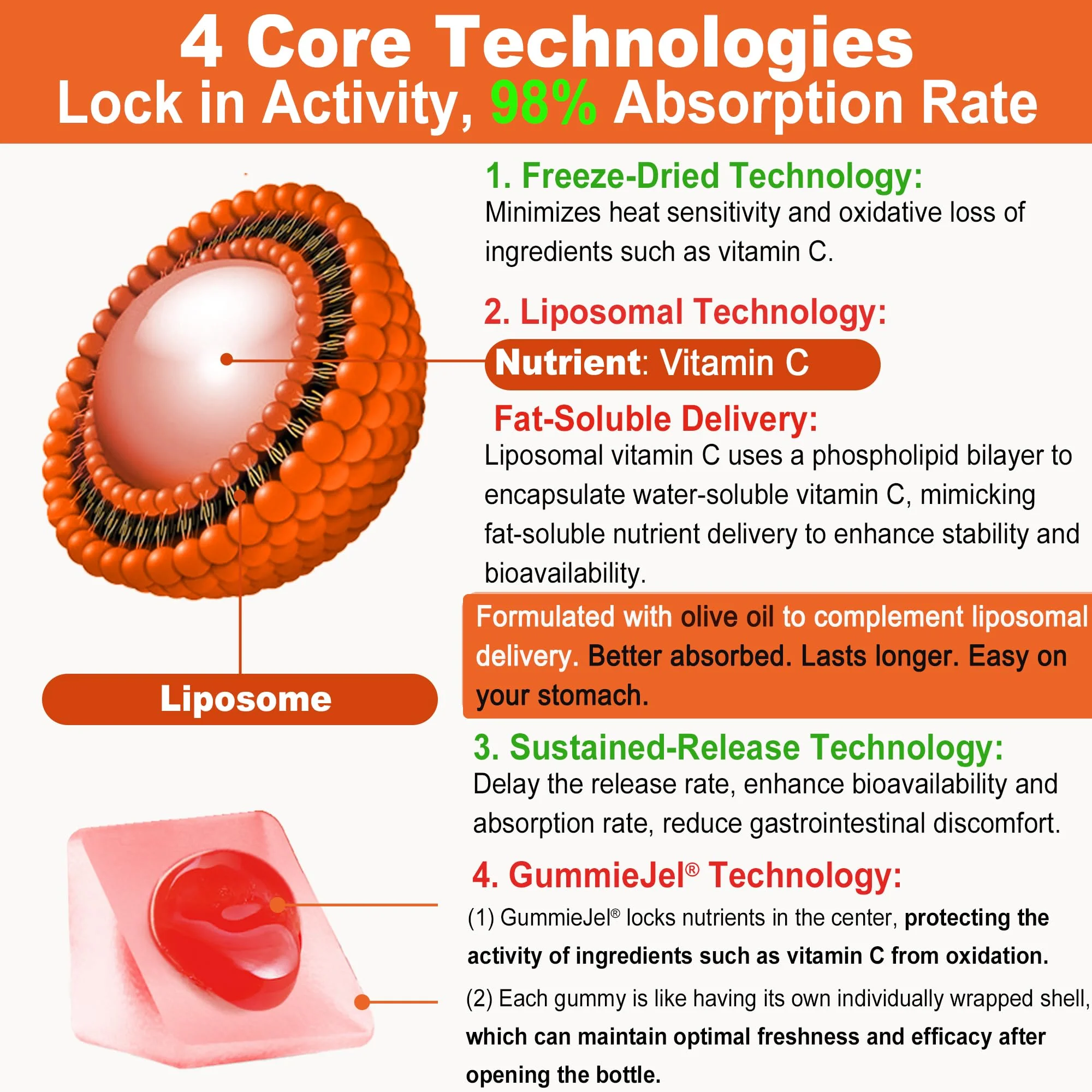 LILICARE Liposomal Vitamin C 1000mg Gummies – Immune Support, Organic, Sugar Free, 2-Pack - Image 14