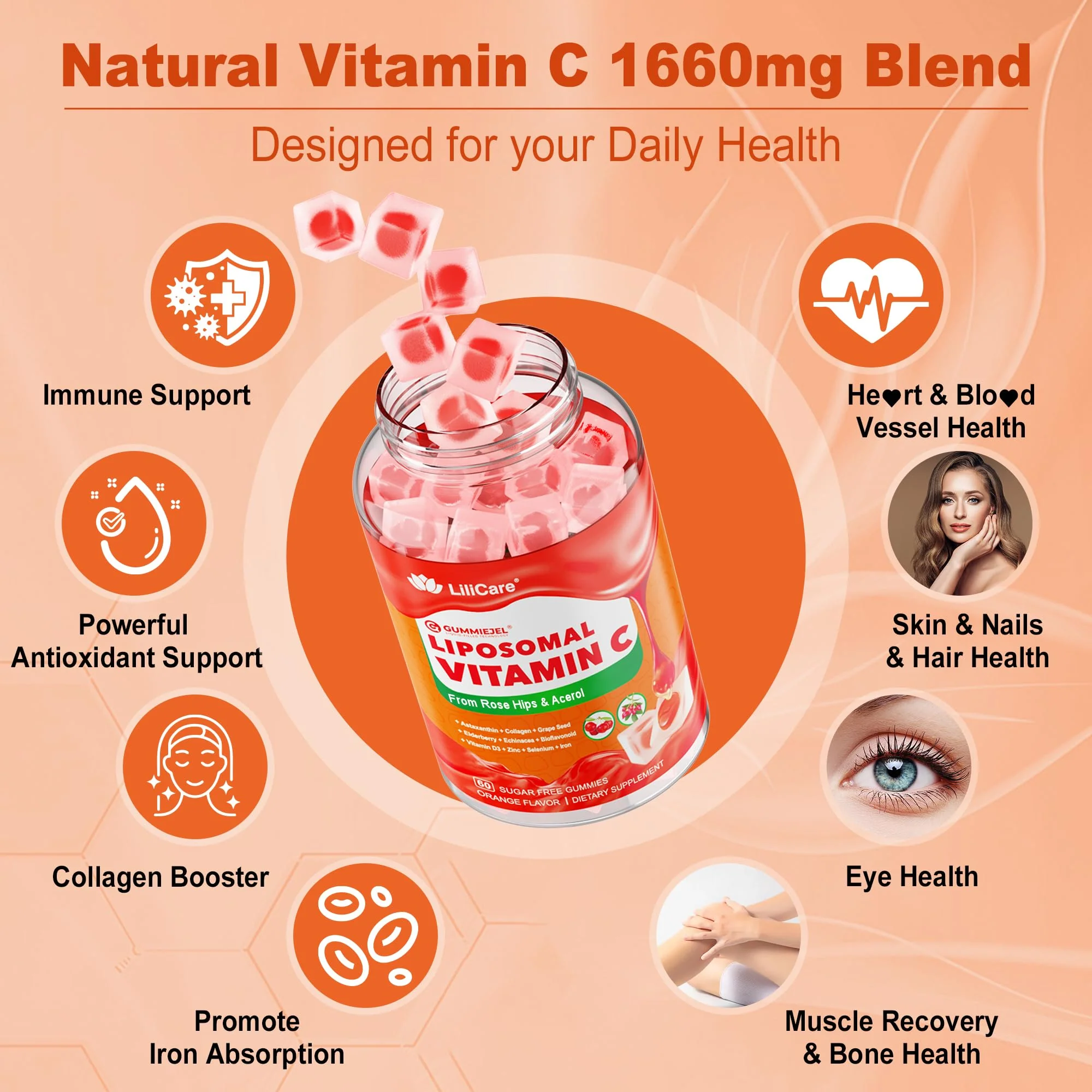 LILICARE Liposomal Vitamin C 1000mg Gummies – Immune Support, Organic, Sugar Free, 2-Pack - Image 17