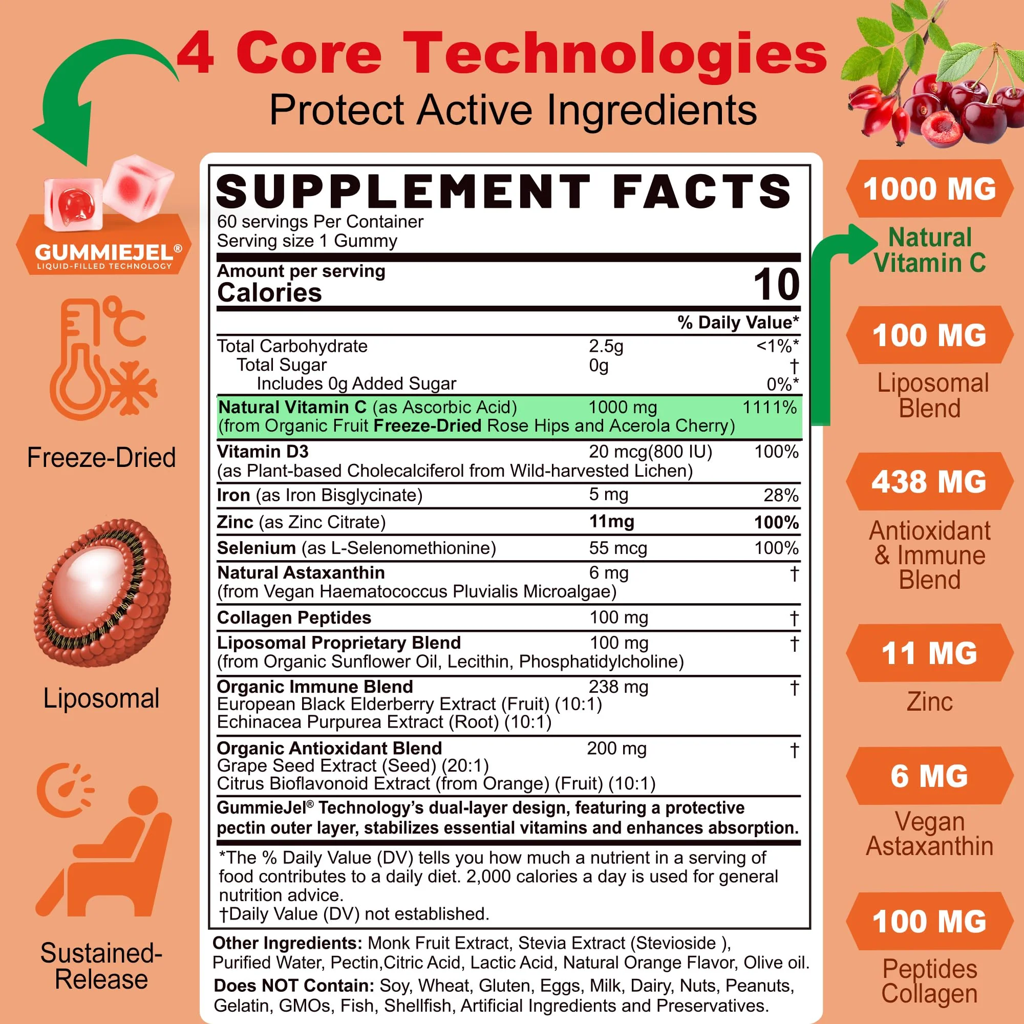 LILICARE Liposomal Vitamin C 1000mg Gummies – Immune Support, Organic, Sugar Free, 2-Pack - Image 2