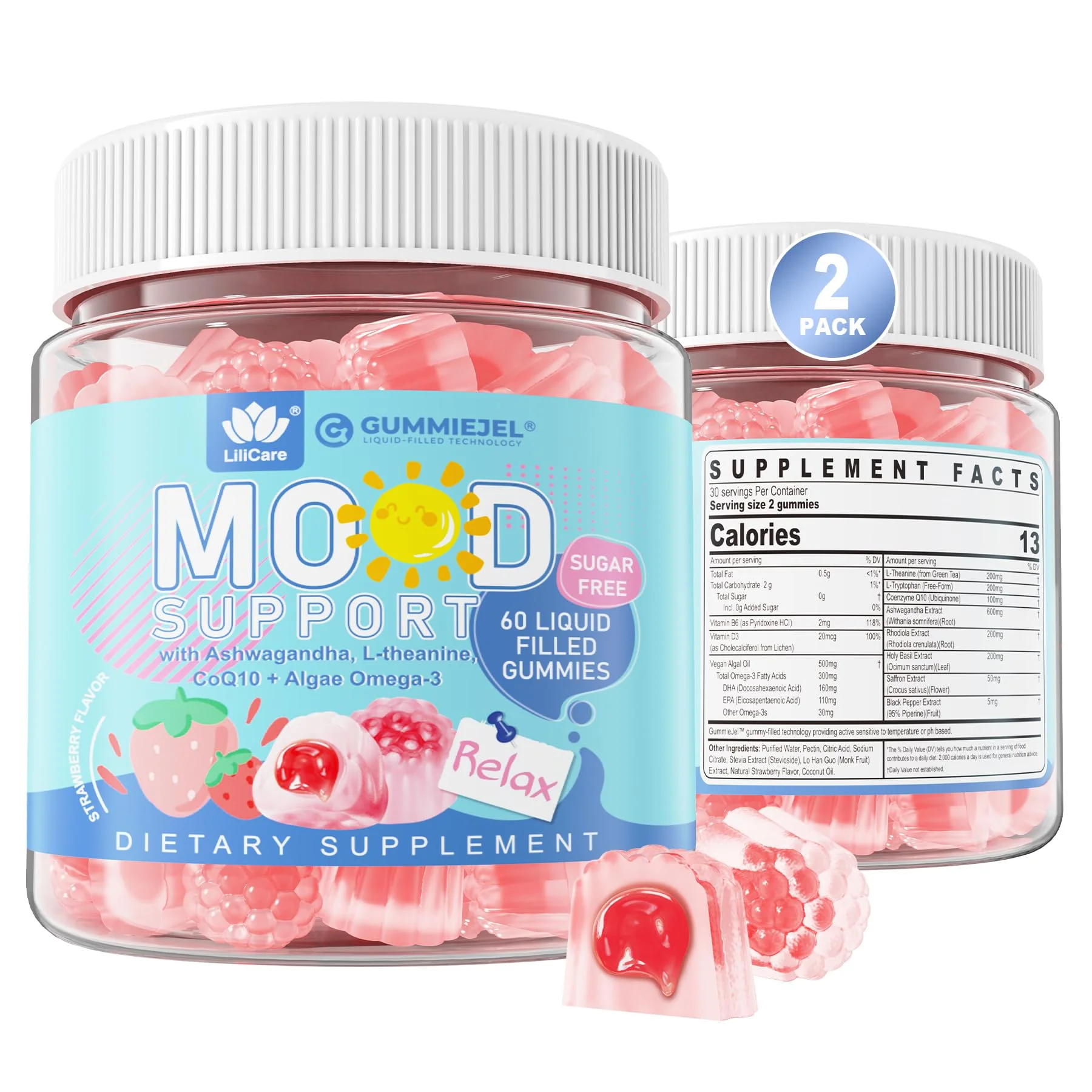 LILICARE Sugar Free Ashwagandha Mood Gummies – Calm Support, Vegan, 120 Count - Image 8