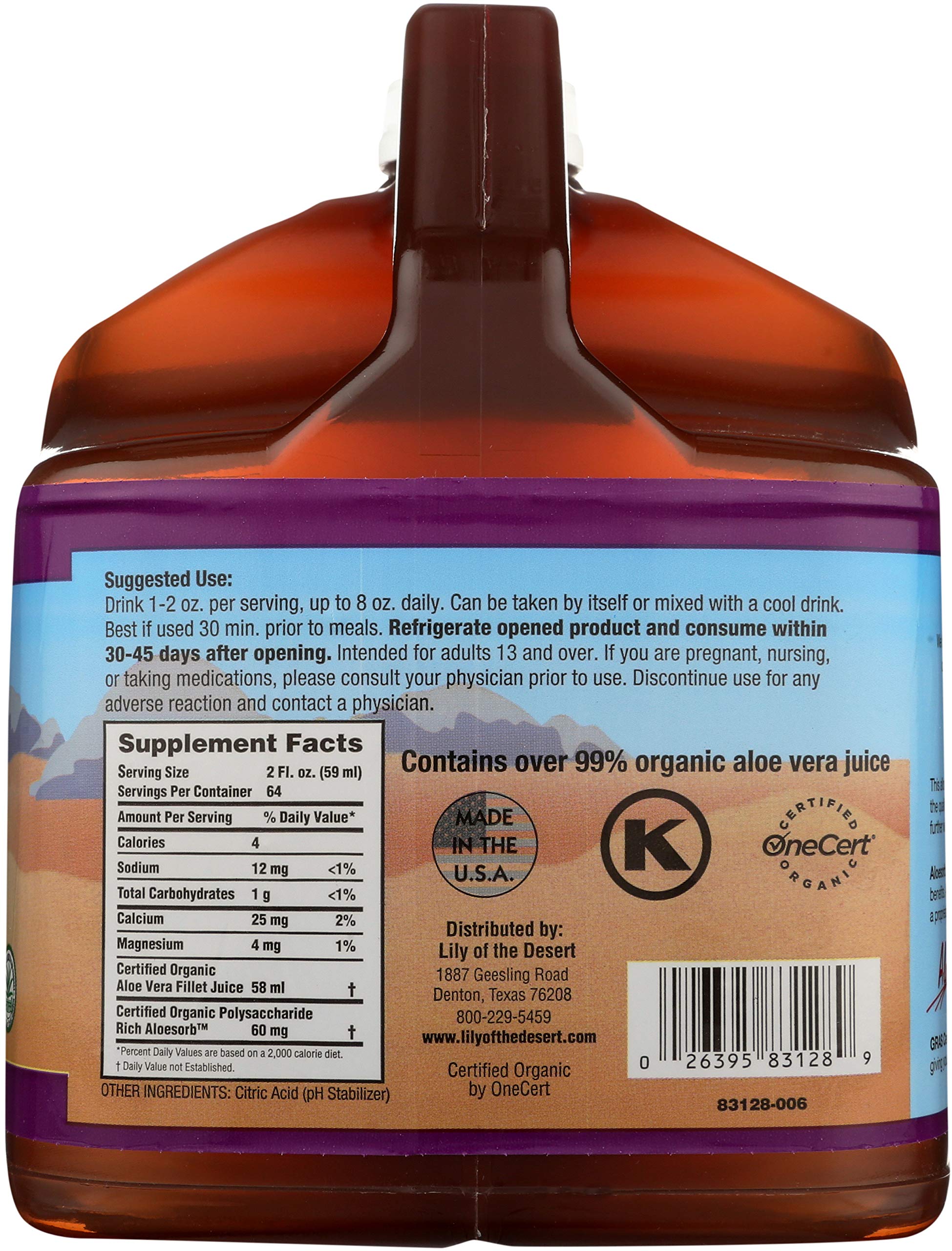 Lily of the Desert Aloe Vera Juice - Organic Inner Fillet, Preservative-Free, 128 Fl Oz | Gut Health & Skin - Image 2