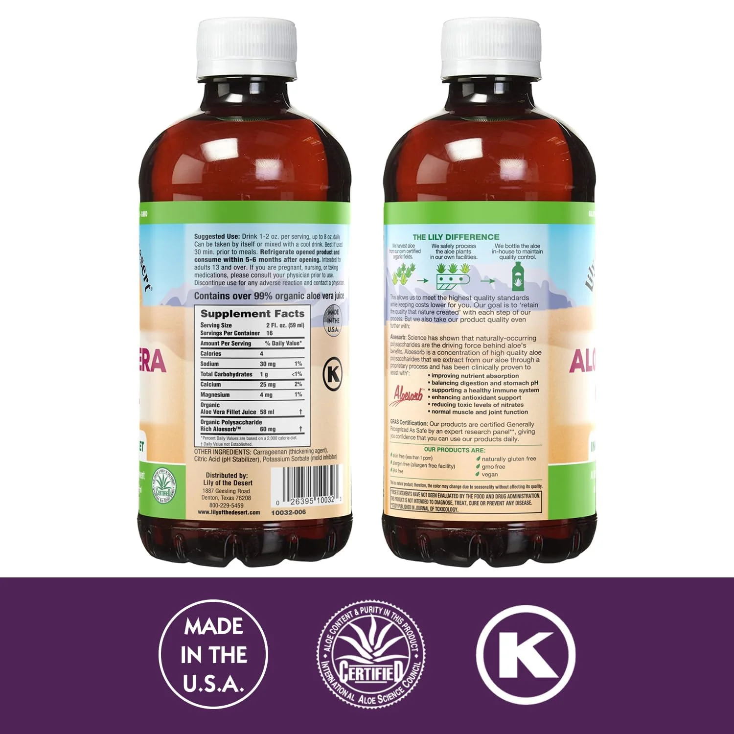 Lily Of The Desert Organic Aloe Vera Juice 2-Pack – Inner Fillet, Gut Health & Digestive Support, 32 Fl Oz Ea - Image 2