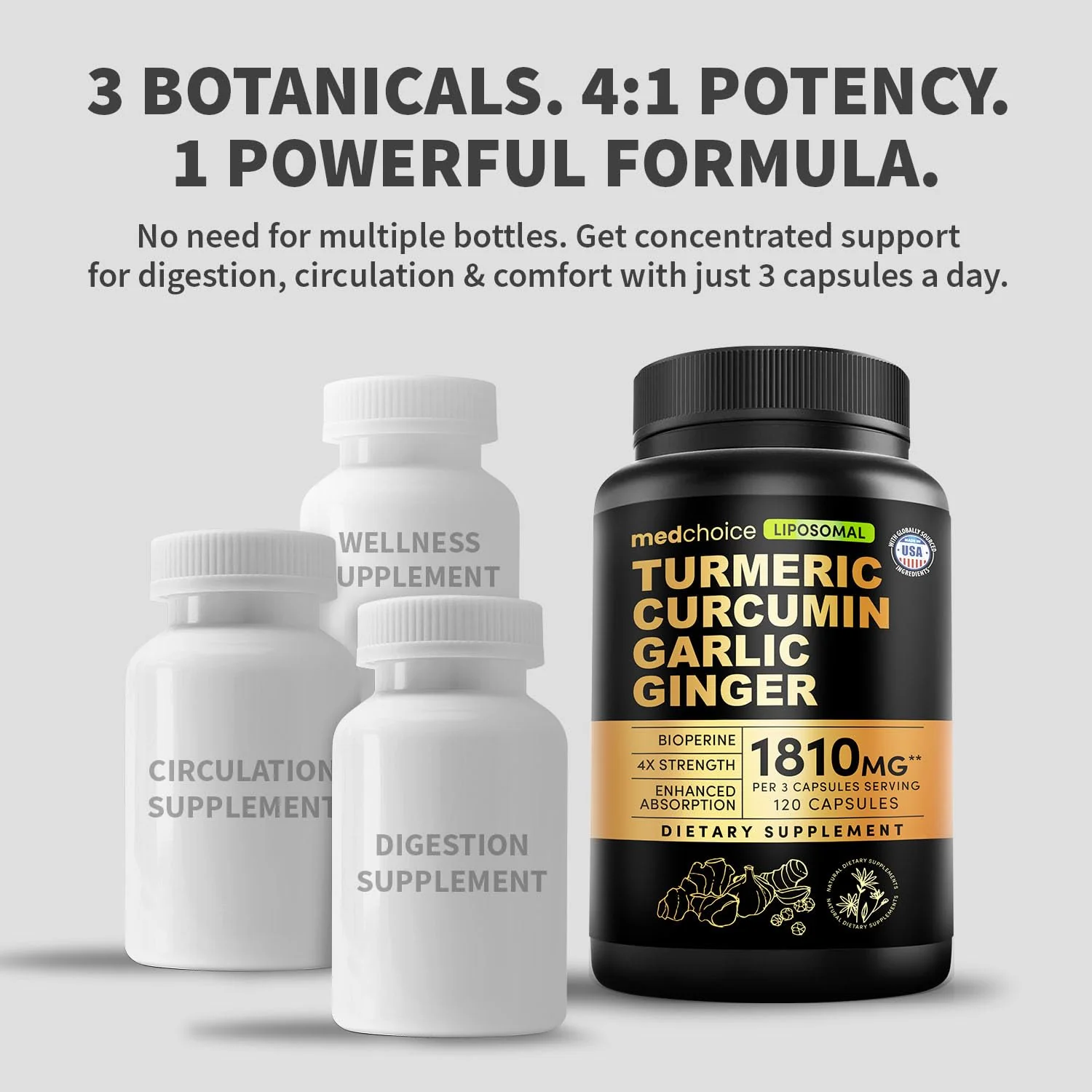 Liposomal Turmeric - High-Absorption Curcumin with Black Pepper | Non-GMO (120ct, Pack of 3) - Image 3