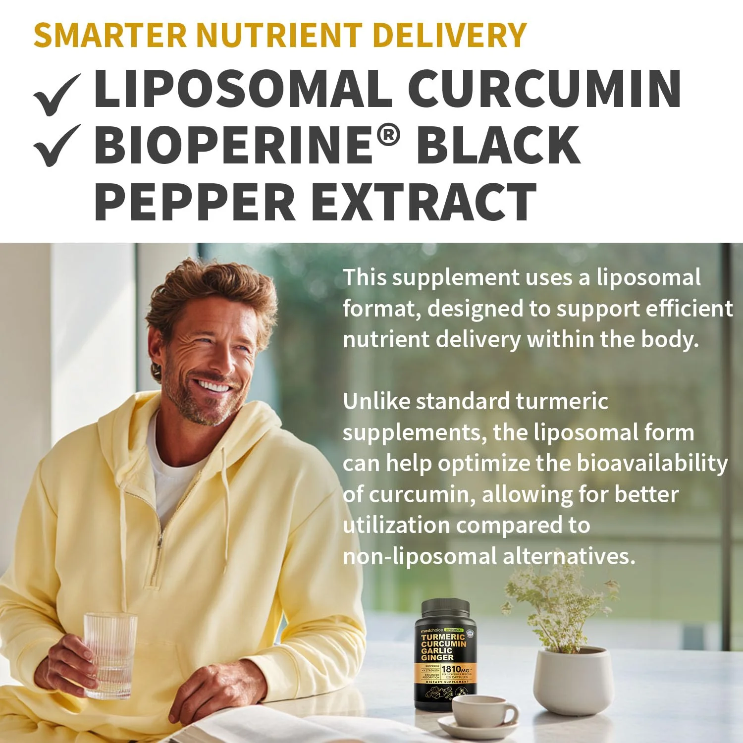 Liposomal Turmeric - High-Absorption Curcumin with Black Pepper | Non-GMO (120ct, Pack of 3) - Image 6