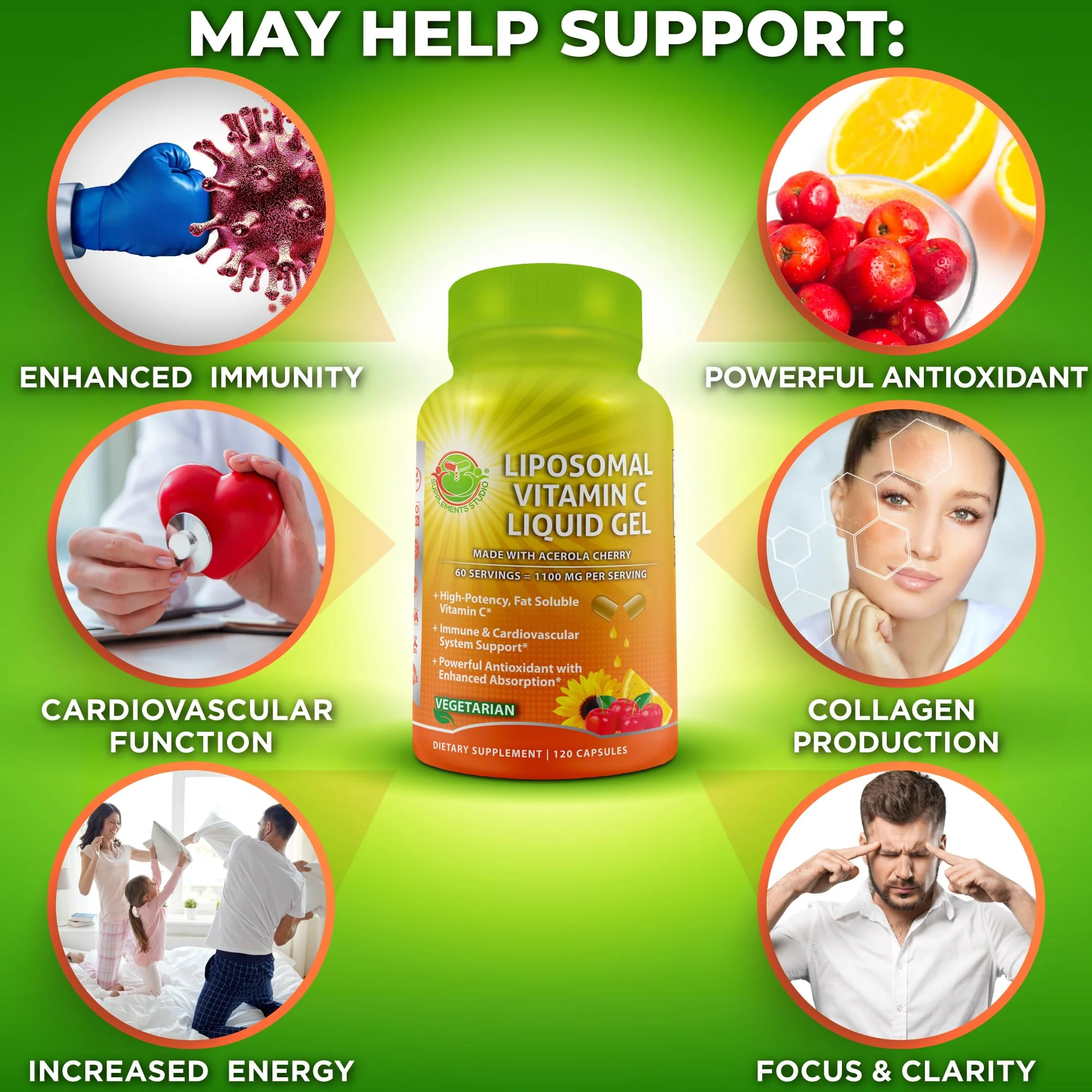 Liposomal Vitamin C 1100mg Liquid Gel Capsules – Organic Acerola Cherries | 120 ct - Image 7