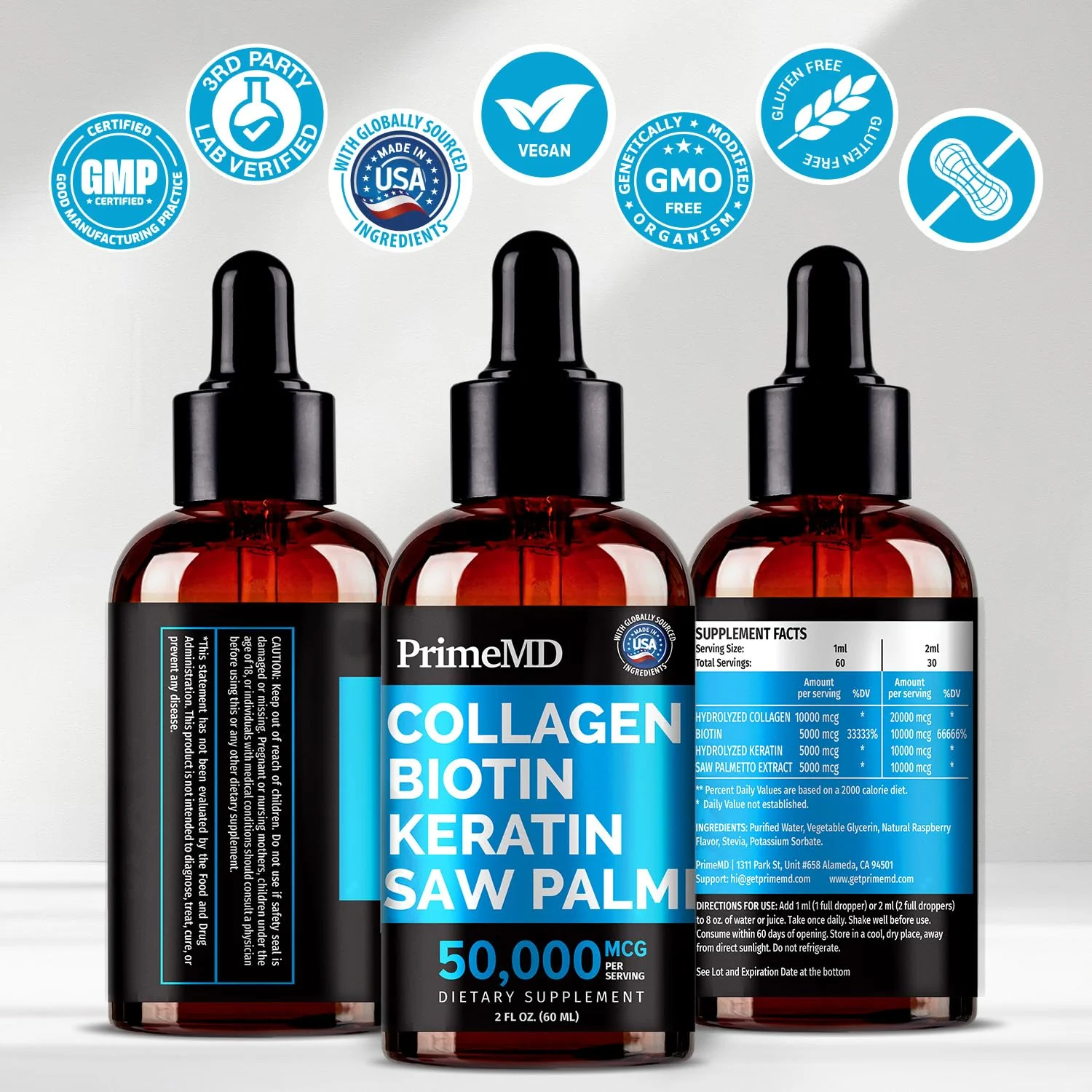 Liquid Collagen Peptides for Women – Biotin Serum for Hair, Skin & Nails (2 fl oz x2) - Image 9