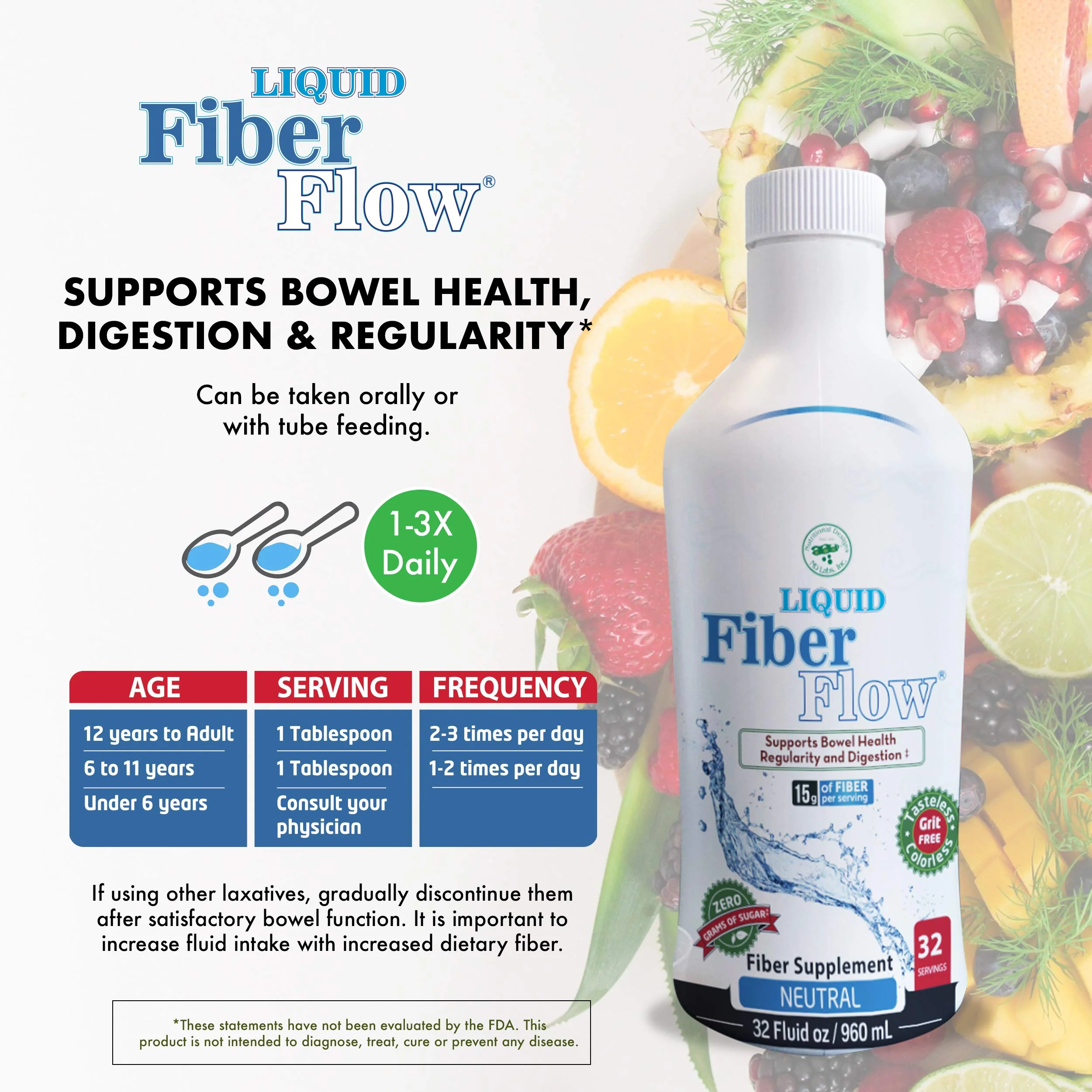 Liquid Fiber for Kids – Sugar-Free Prebiotic Inulin Fiber Drink Mix, 15g Per Serving, 100 Packets | Nutritional Designs - Image 8
