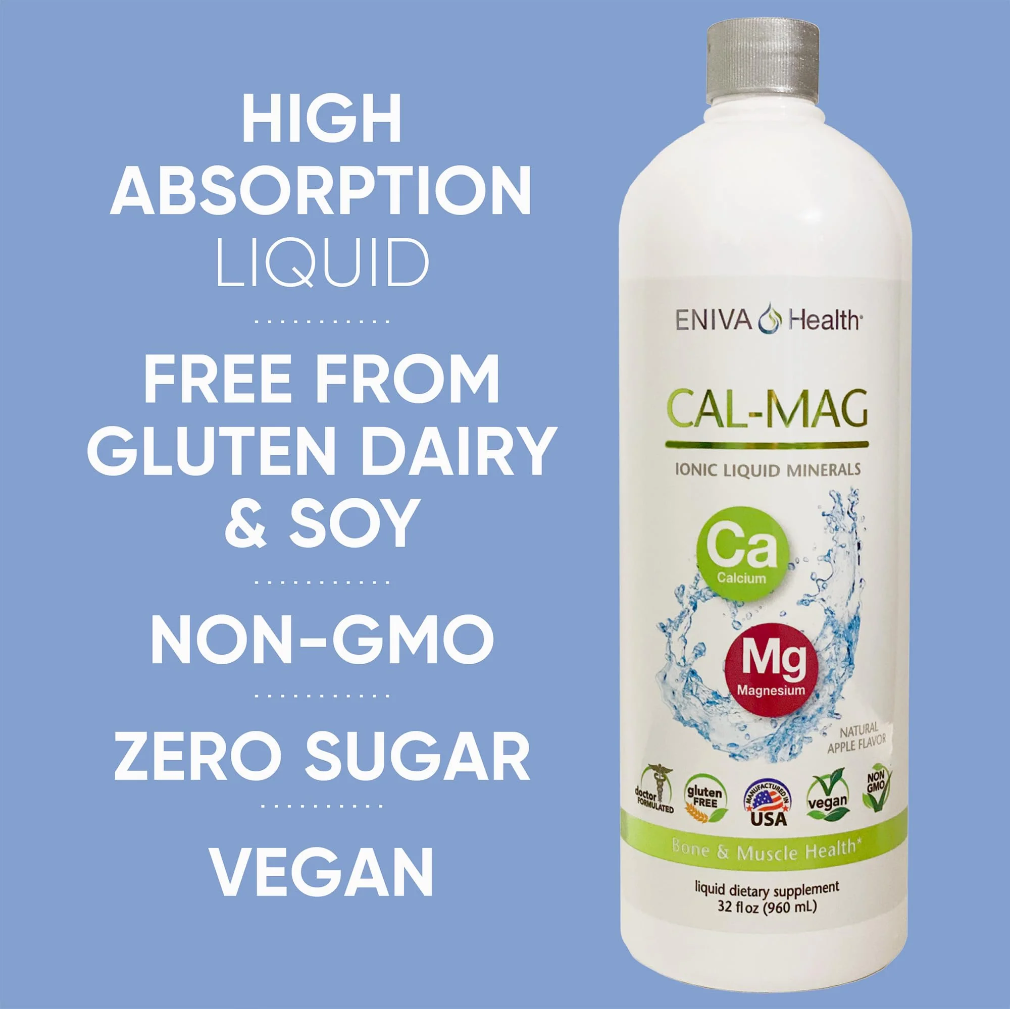 Liquid Ionic Calcium Magnesium Supplement (32oz) – Healthy Bones, Hair & Nails | Eniva Health - Image 3