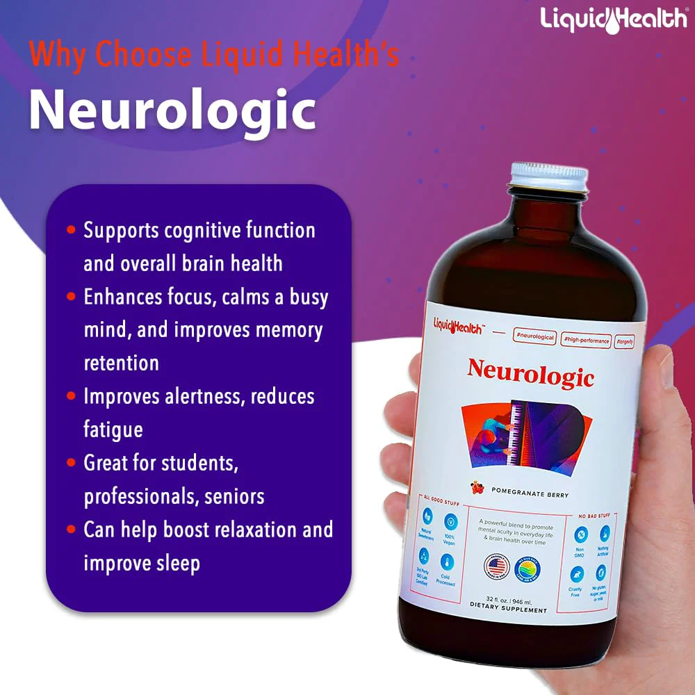 LIQUIDHEALTH Neurologic Focus – Brain Booster Nootropic (USA Made, 2-Pack) - Image 3