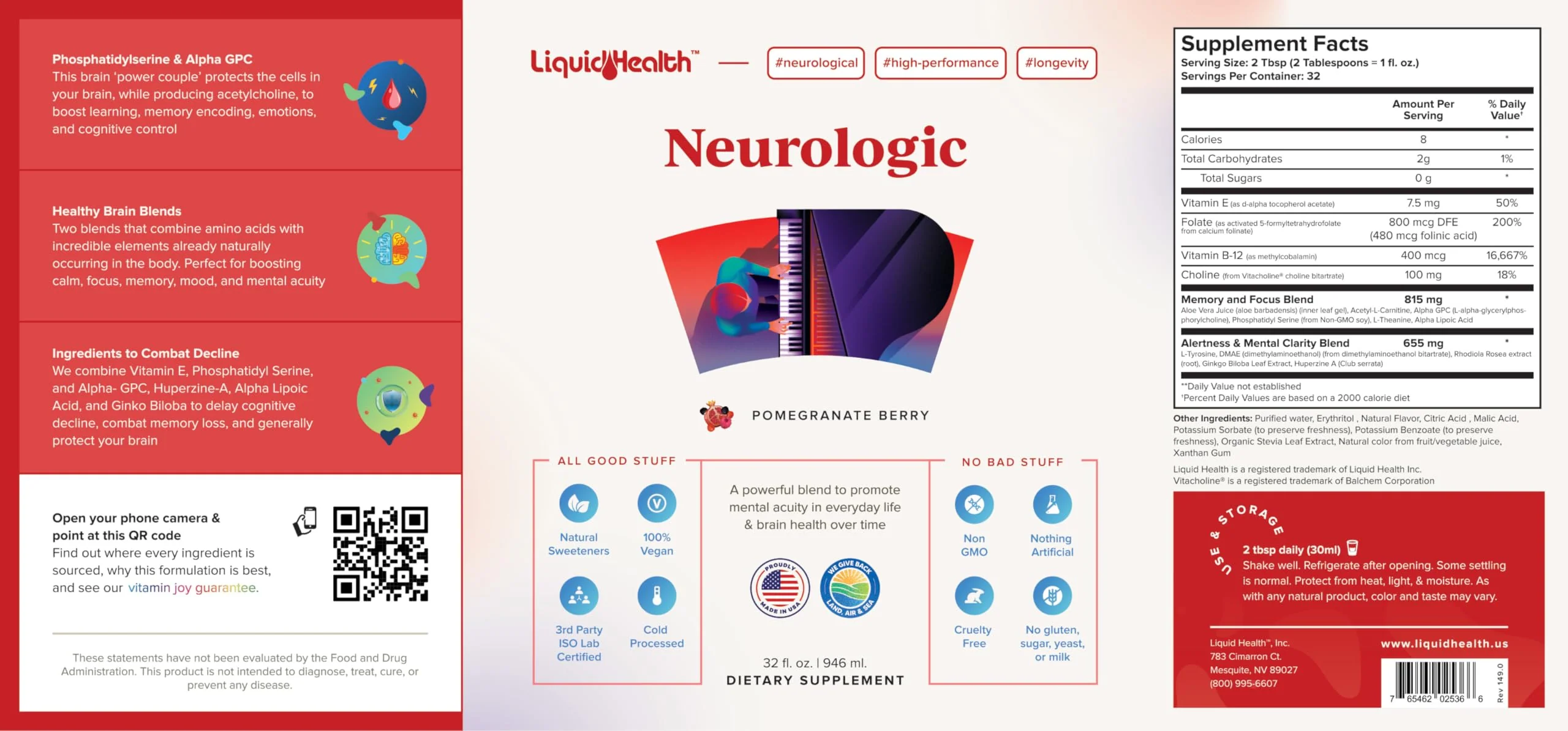 LIQUIDHEALTH Neurologic Focus – Brain Booster Nootropic (USA Made, 2-Pack) - Image 7