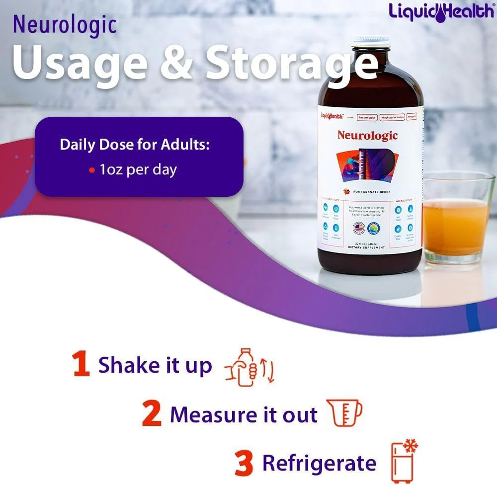 LIQUIDHEALTH Neurologic Focus – Brain Booster Nootropic (USA Made, 3 Pack) - Image 4