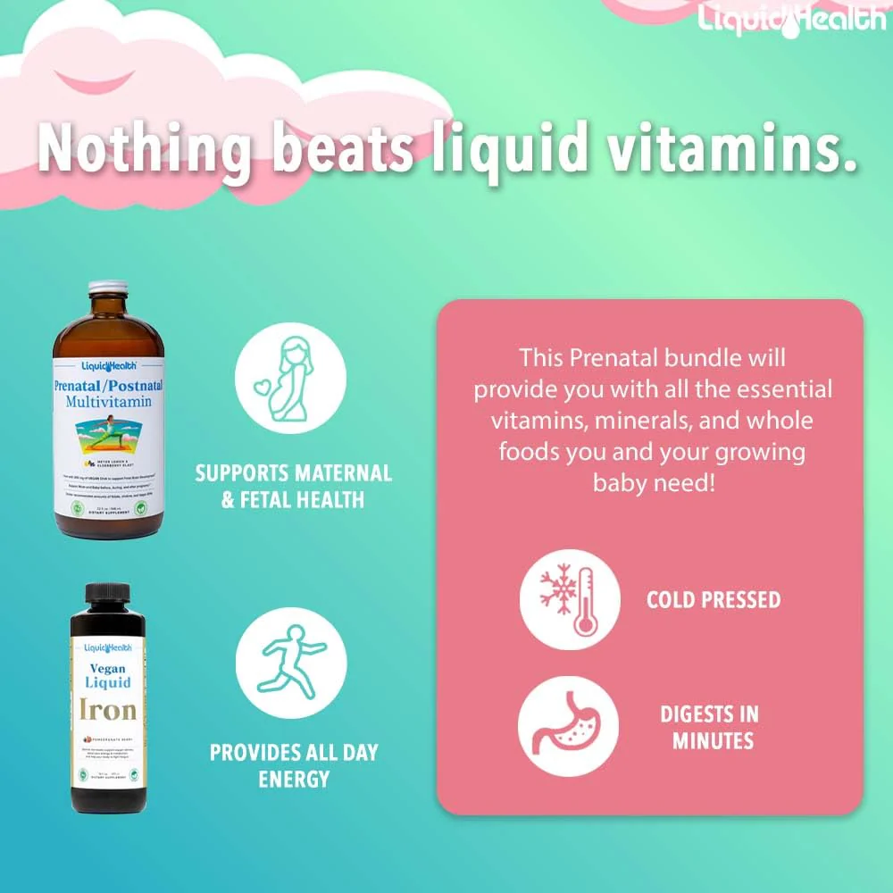 LIQUIDHEALTH Prenatal Baby Booster Bundle – Vegan Liquid Multivitamin & Iron (USA Made) - Image 2