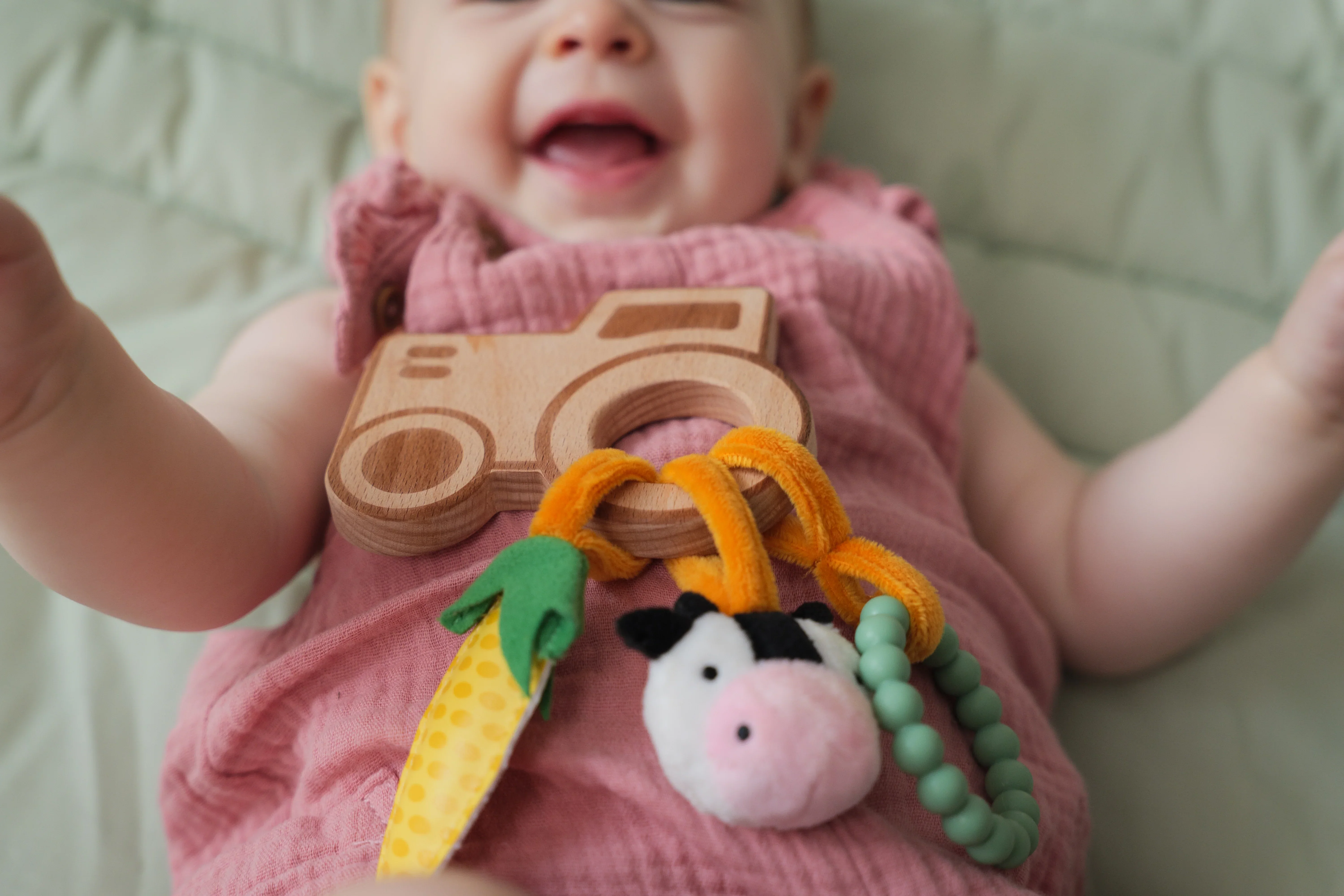 Little Big Friends Wooden Baby Rattle - Farm - Image 5