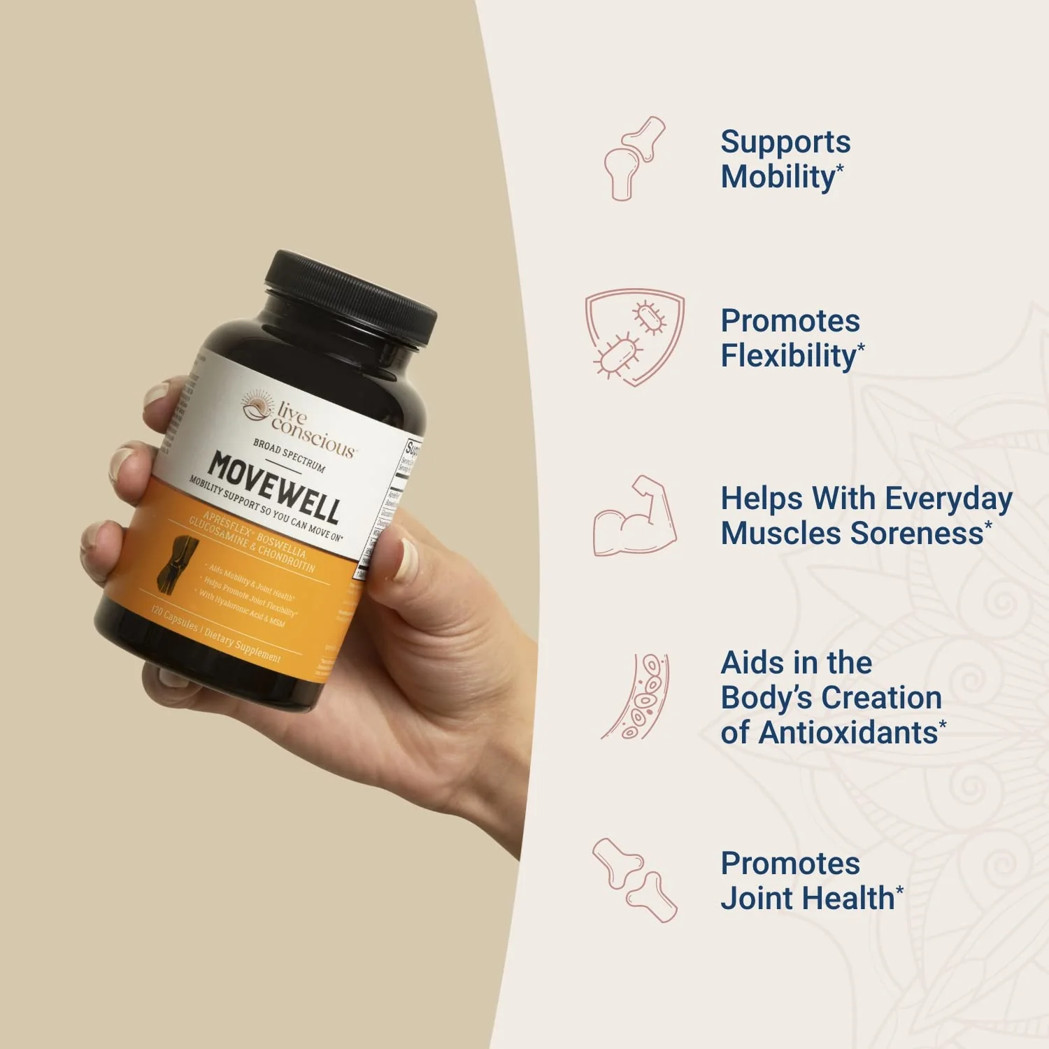 Live Conscious MoveWell Joint Health Supplement — Glucosamine, Chondroitin, MSM, Hyaluronic Acid & More - Image 4